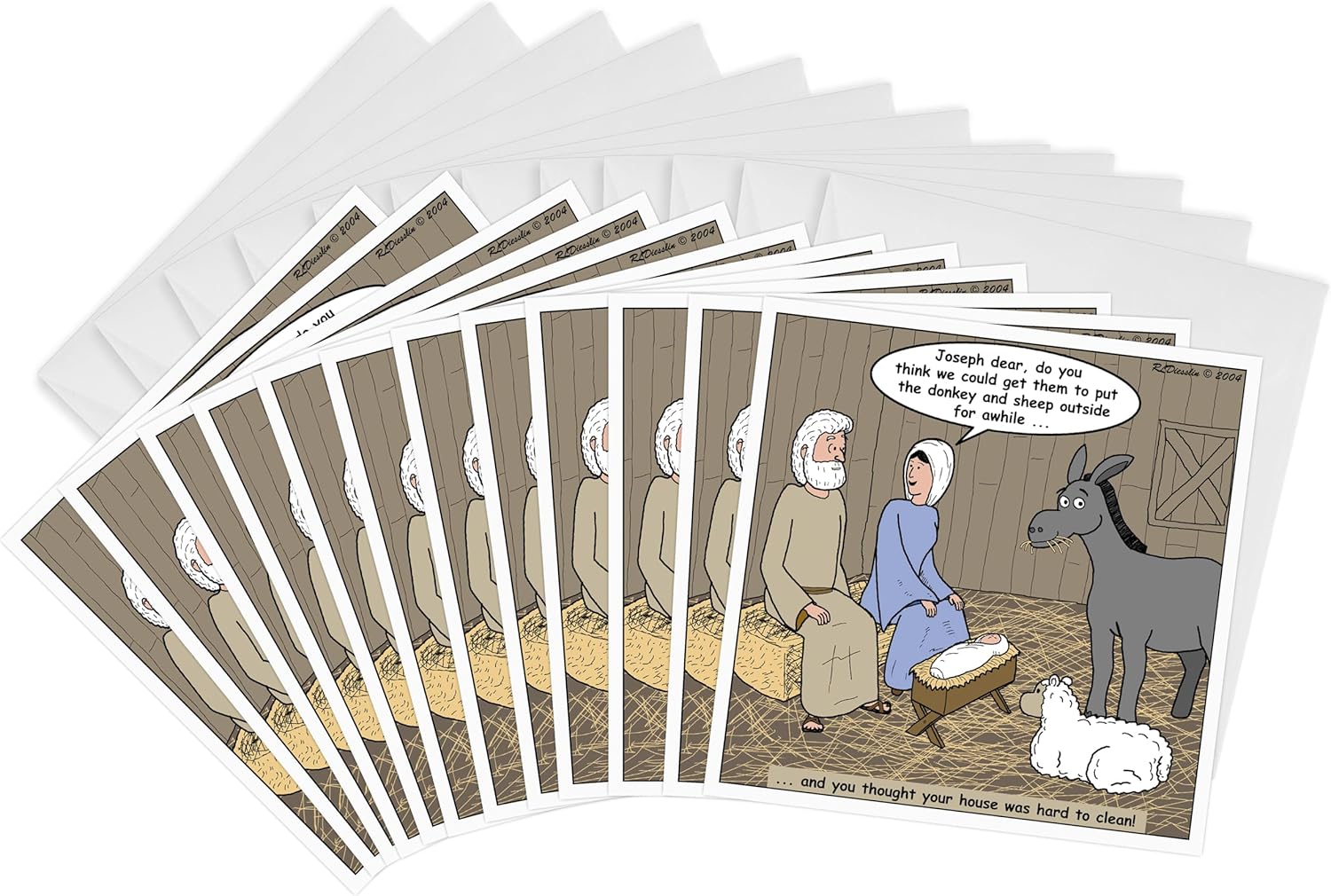 Greeting Cards - Rich Diesslin - Nativity Animals - 12 Pack - s Cartoon Days of Christmas TCDC