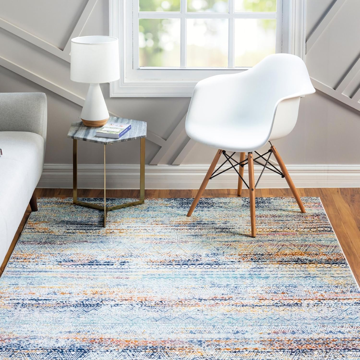 Rugs.com Malibu Collection Rug – 3x5 Multi Low-Pile Rug Perfect for Entryways, Kitchens, Breakfast Nooks, Accent Pieces