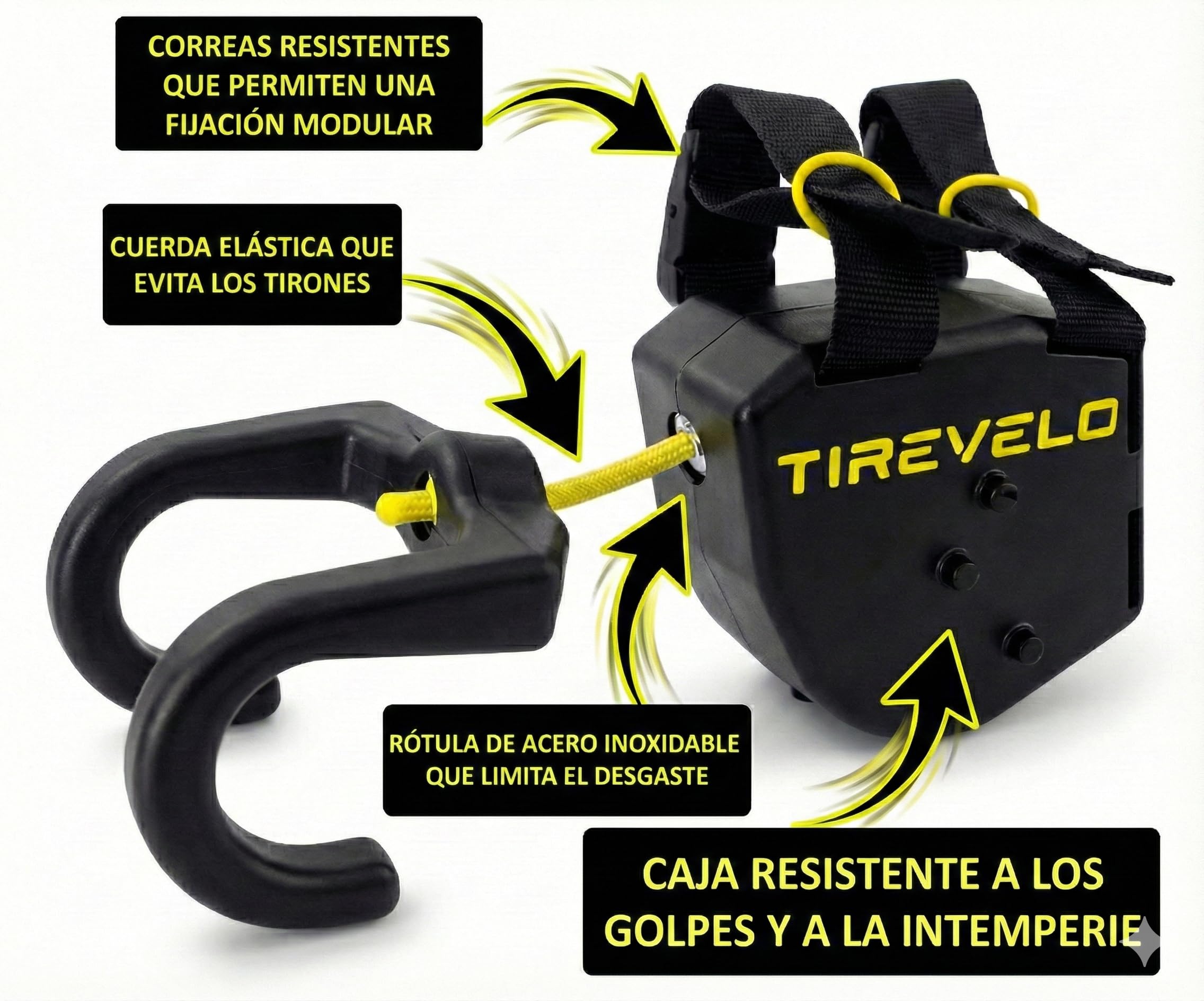 TIRE VELO – Cuerda de Remolque Bicicleta Sistema de Remolque Retráctil para Bicicleta Niños y Adultos – Cuerda Elástica de Tracción MTB & E-Bike – Tecnología Cero Tirones – Instalación 30 Segundos