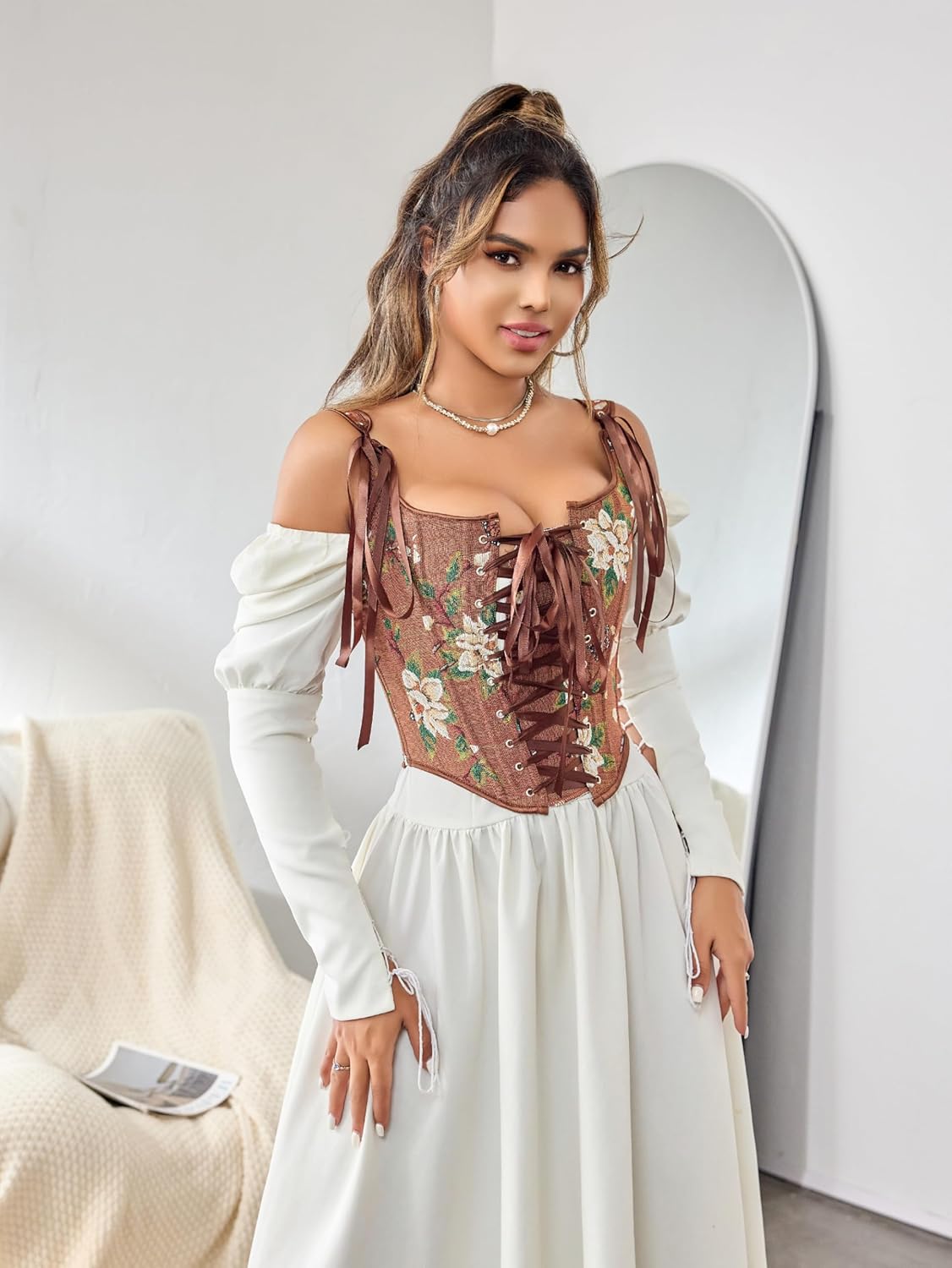 Utaly Womens Lace Up Renaissance Corset-Bustier Bodyshaper Top Outfit Party Club Night S/M/L - Image 7