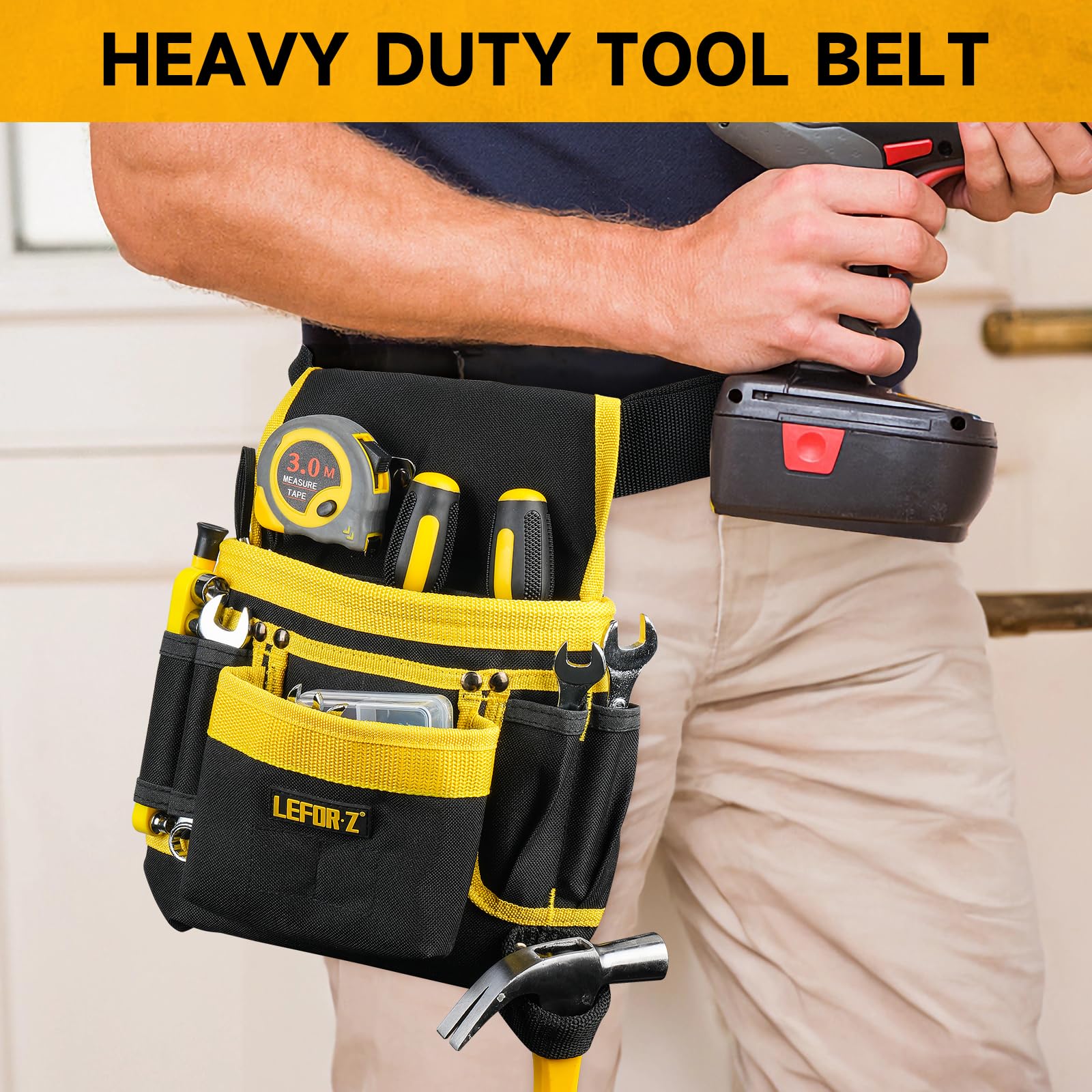 Cintura per Attrezzi da Lavoro,Cintura Porta Attrezzi,Cintura Elettricista con 13 Tasche,Regolabili,Imbottita,con Tasche Magnetiche Staccabili,per Elettricisti,Falegnami,Costruzioni