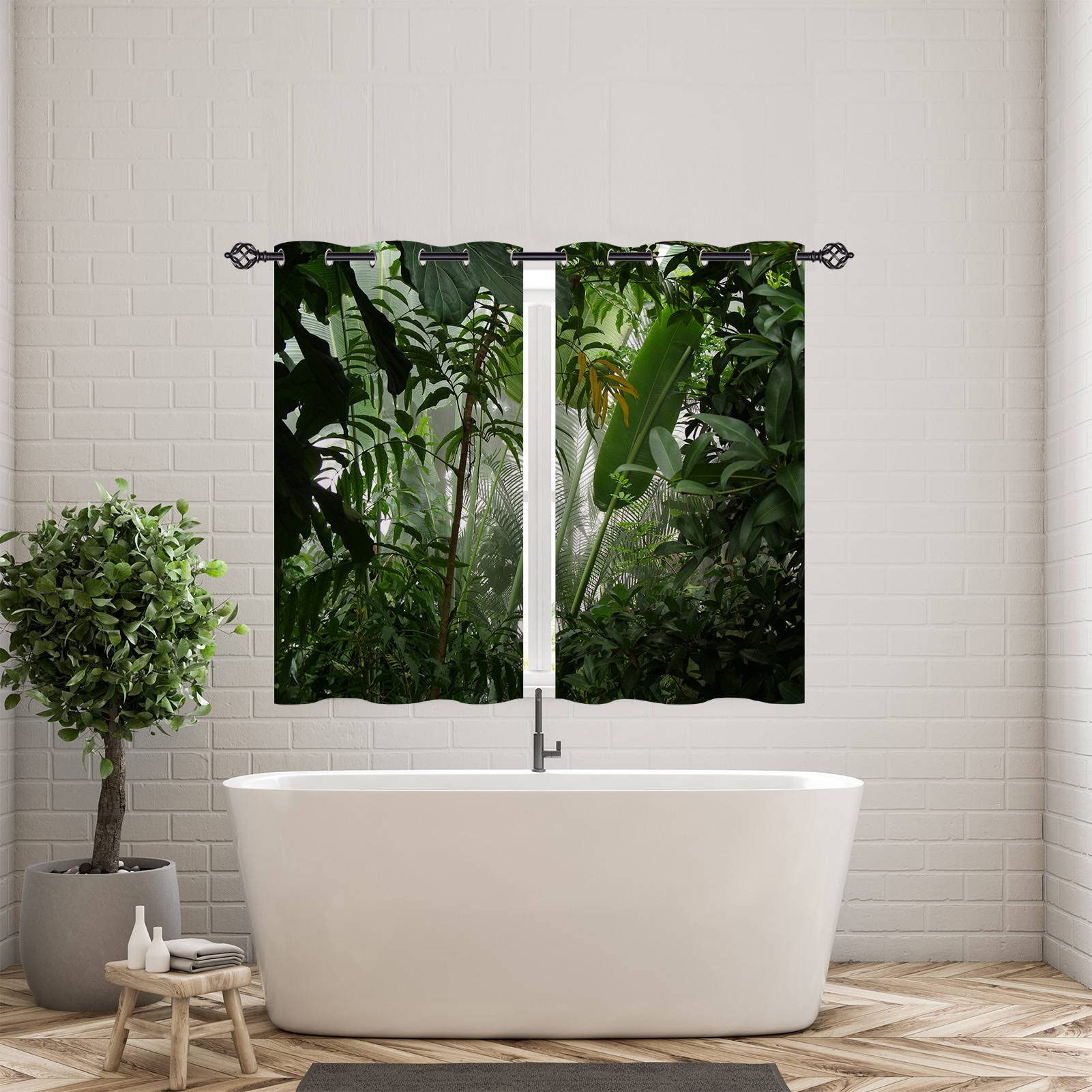 ANHOPE Tropical Curtains Eyelet Soft Thermal Blackout Curtains Misty Jungle Rainforest Forest Scene Print Pattern Ring Top Soundproof Window Drapes for Bedroom Living Room 46 x 54 Inch Drop 2 Panels - Image 3