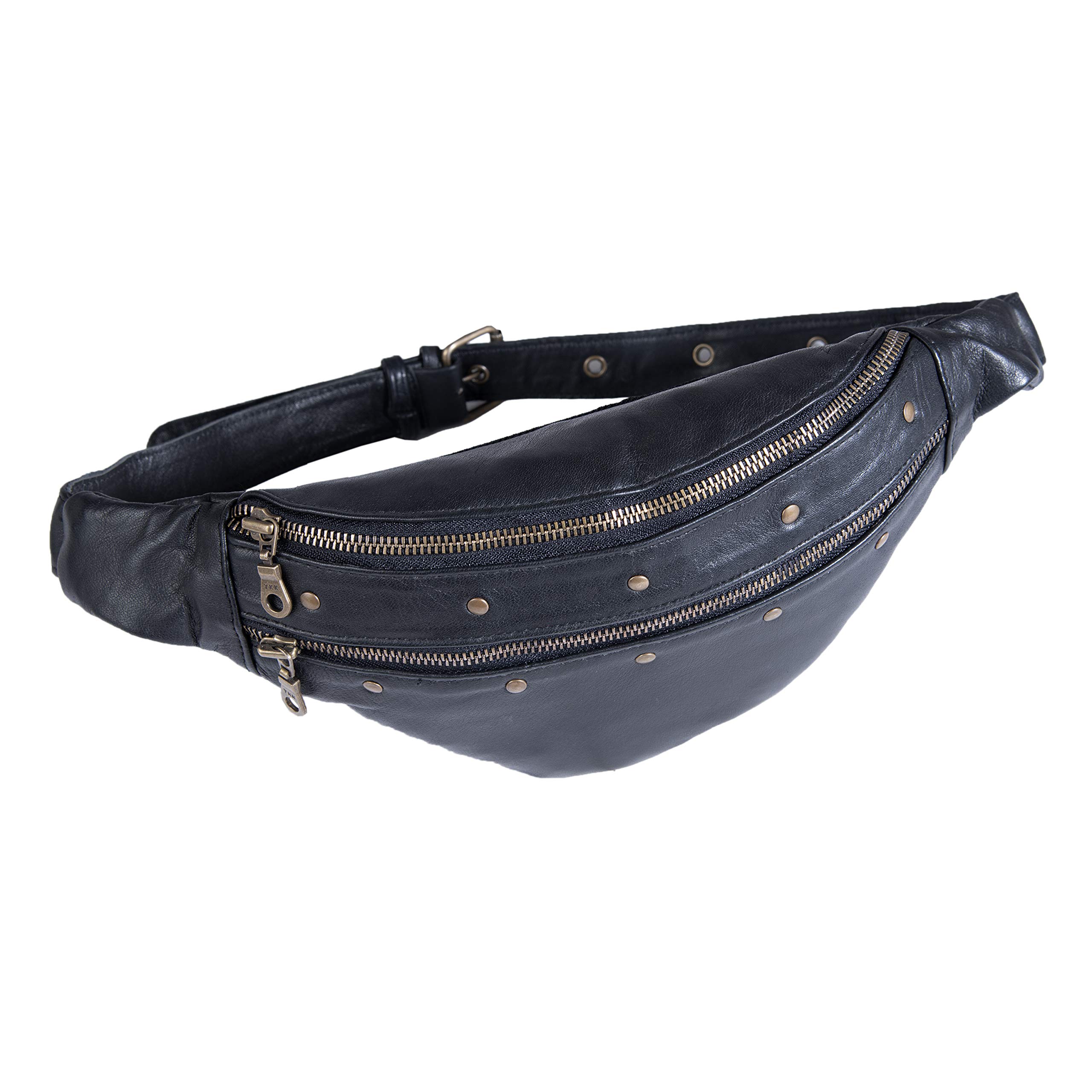 S.S LeathersWaist Bag – Genuine Leather Fanny Pack Multi-Function Travel Pouch Hip Bag Bum Bag for Men and Women- Multiple Pockets & Sturdy Zippers Ideal for Hiking Running and Cycling Waist Bag