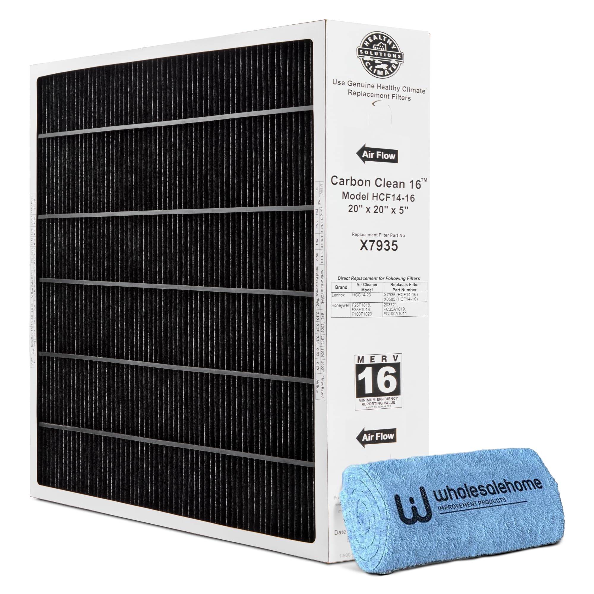 Lennox X7935 20x20x5 Furnace Filter, Healthy Climate Carbon Clean