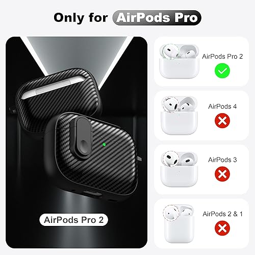 Miniatura 2 de RFUNGUANGO - Caja para Airpods Pro (2023/2022/2019) con bloqueo, estuche de fibra de carbono negro para Airpods Pro de 2º/1º generación, Cable