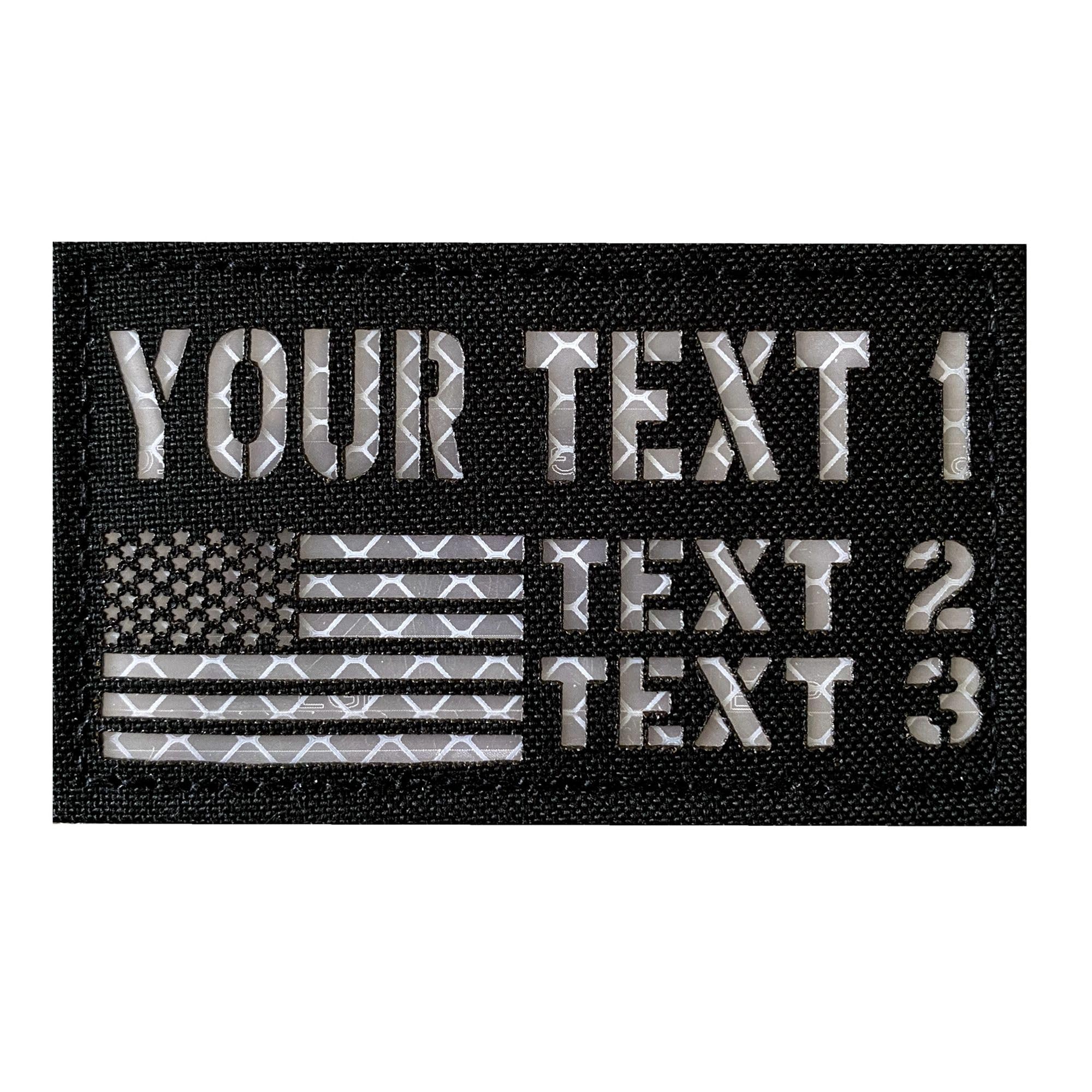 Custom 3.5x2 Inch Reflective America Flag Patch Tactical Vest Patch callsign Patch Hook-Fastener Backing (America Flag)