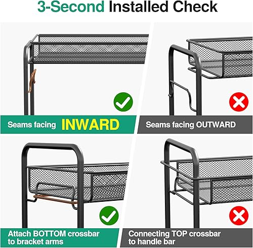 Miniatura 2 de Organizador de especias para encimera, paquete de 2, 2 niveles, plegable, de metal, grande, estante de almacenamiento de condimentos para gabinete