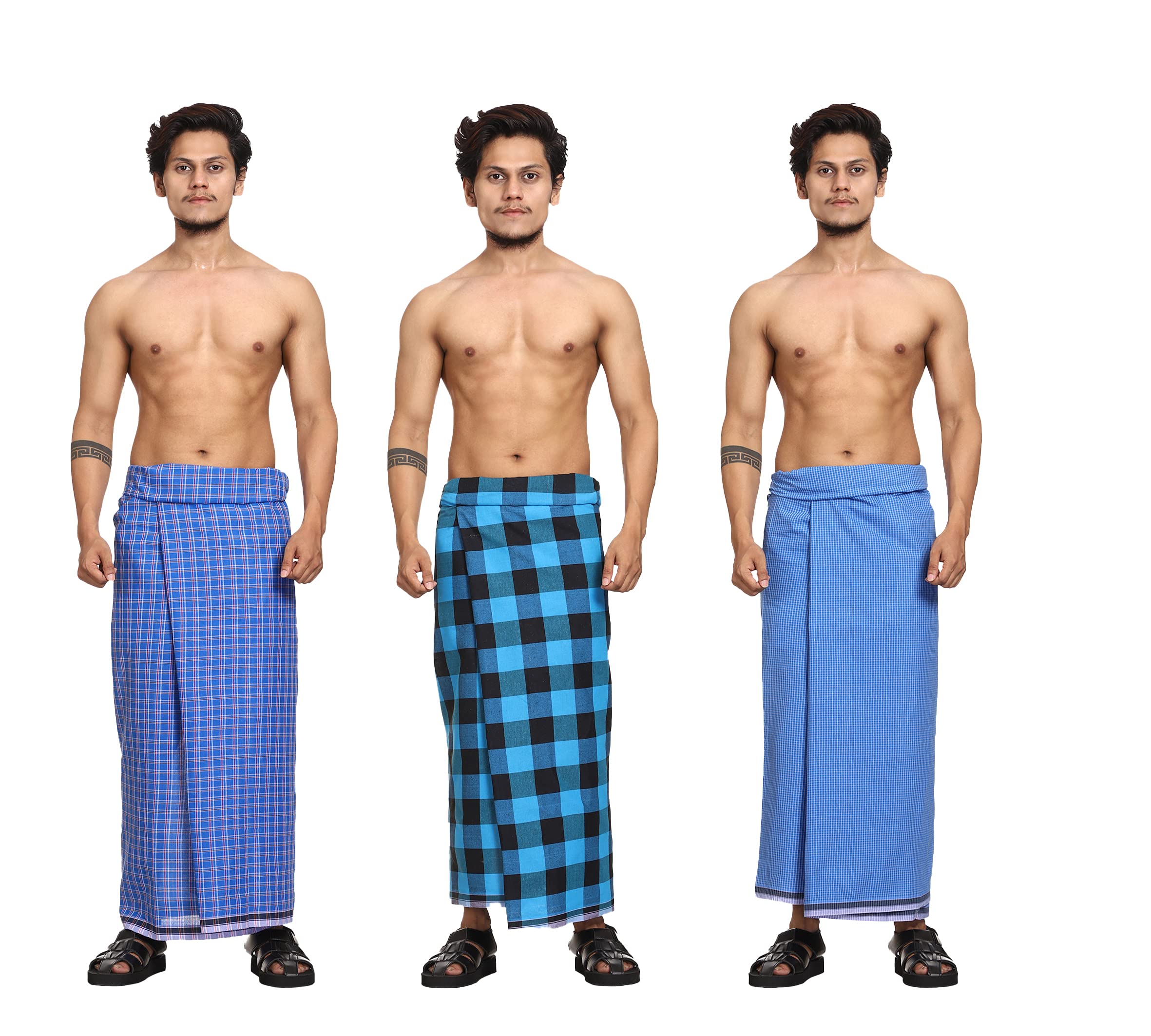 gowri tex Cotton Stitched Lungis Pack Of 3 Ready To Wear (2.25Meter)-picture-25