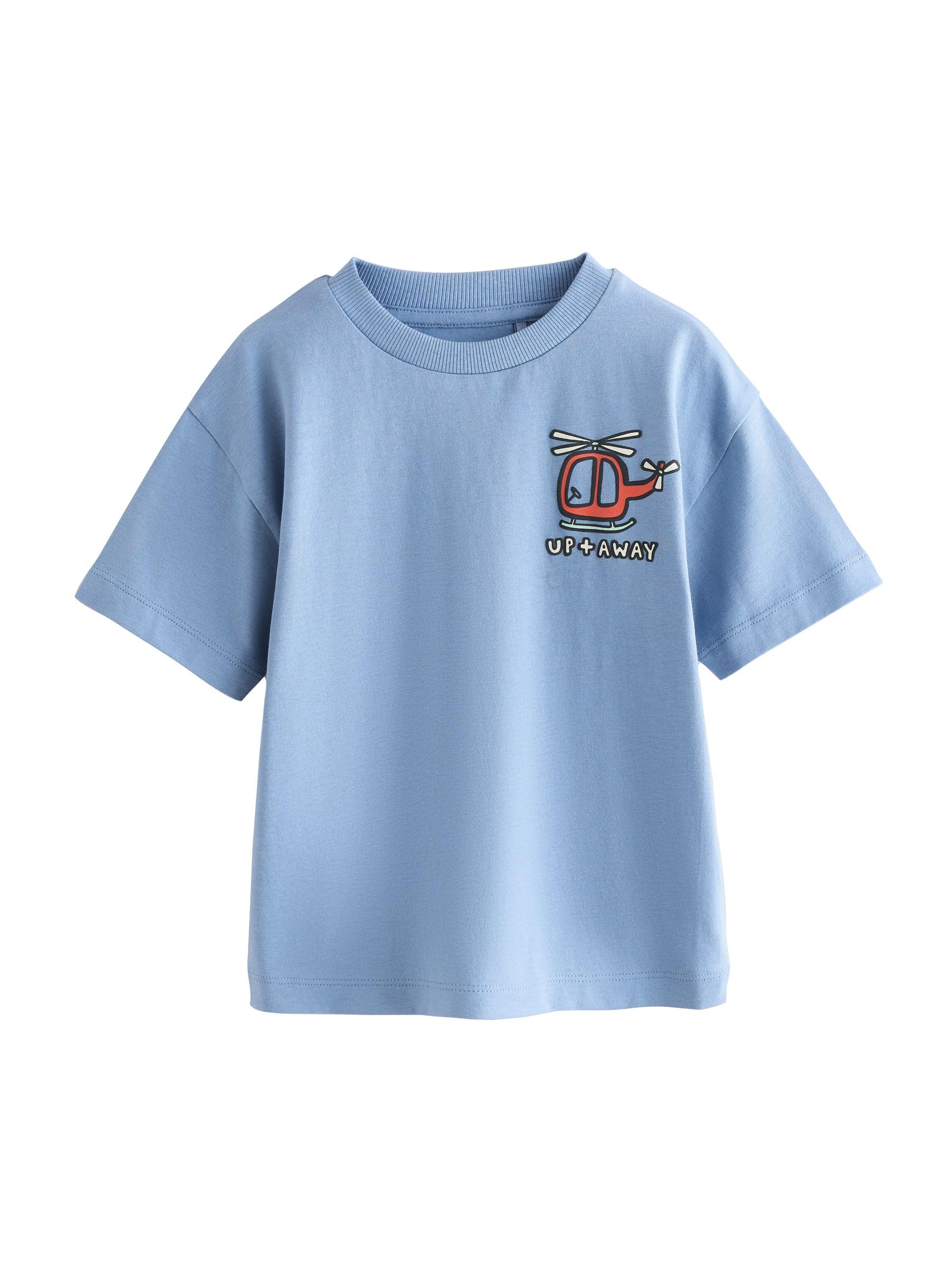NEXT Ragazzo Confezione da 5 T-Shirt a Manica Corta con Grafica | Bambino, Standard, Pull On, 100% cotone, Lavabile in lavatrice
