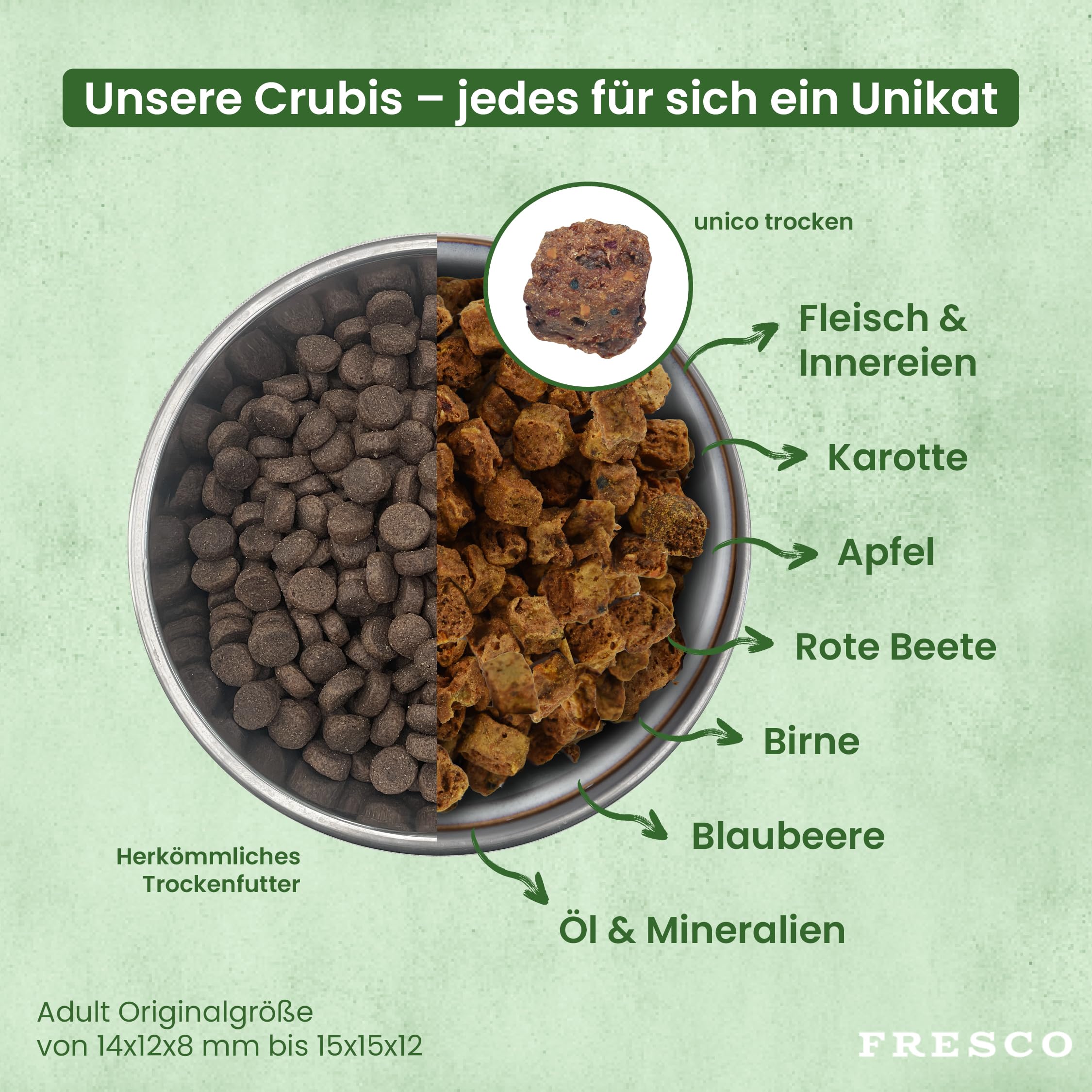 FRESCO Dog Unico Huhn 2,5kg | Hundefutter trocken mit 66%  Frisch-Fleischanteil & Gemse | Mono-Protein & hohe Vertrglichkeit |  Sorgsam luftgetrocknet | Adult Trockenfutter fr Hunde sensitiv :  Amazon.de: Haustier