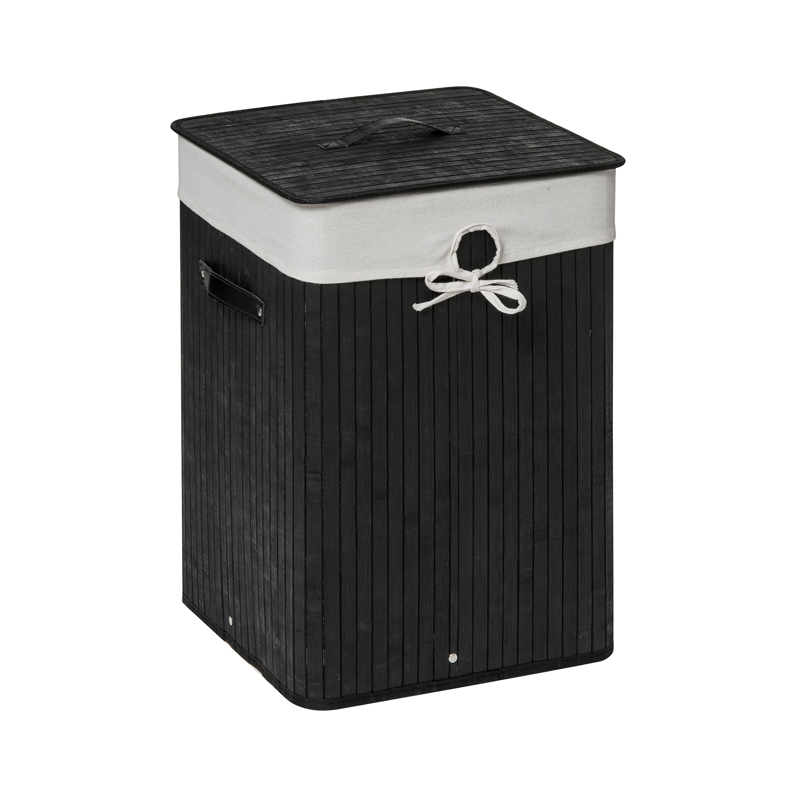 Premier Housewares Kankyo Bamboo Square Laundry Hamper, Black