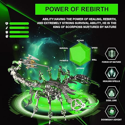Miniatura 5 de Rompecabezas de metal 3D para adultos, rompecabezas de metal escorpión, kits de bricolaje para construir, exquisita idea de recuerdo coleccionable,