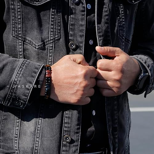 Miniatura 2 de Healing Crystals Tiger Eye Bracelets for men, HASKARE Mens Bracelet Beads Protection Crystal Tigers Eye Bracelet, Genuine Stone Bead Bracelet