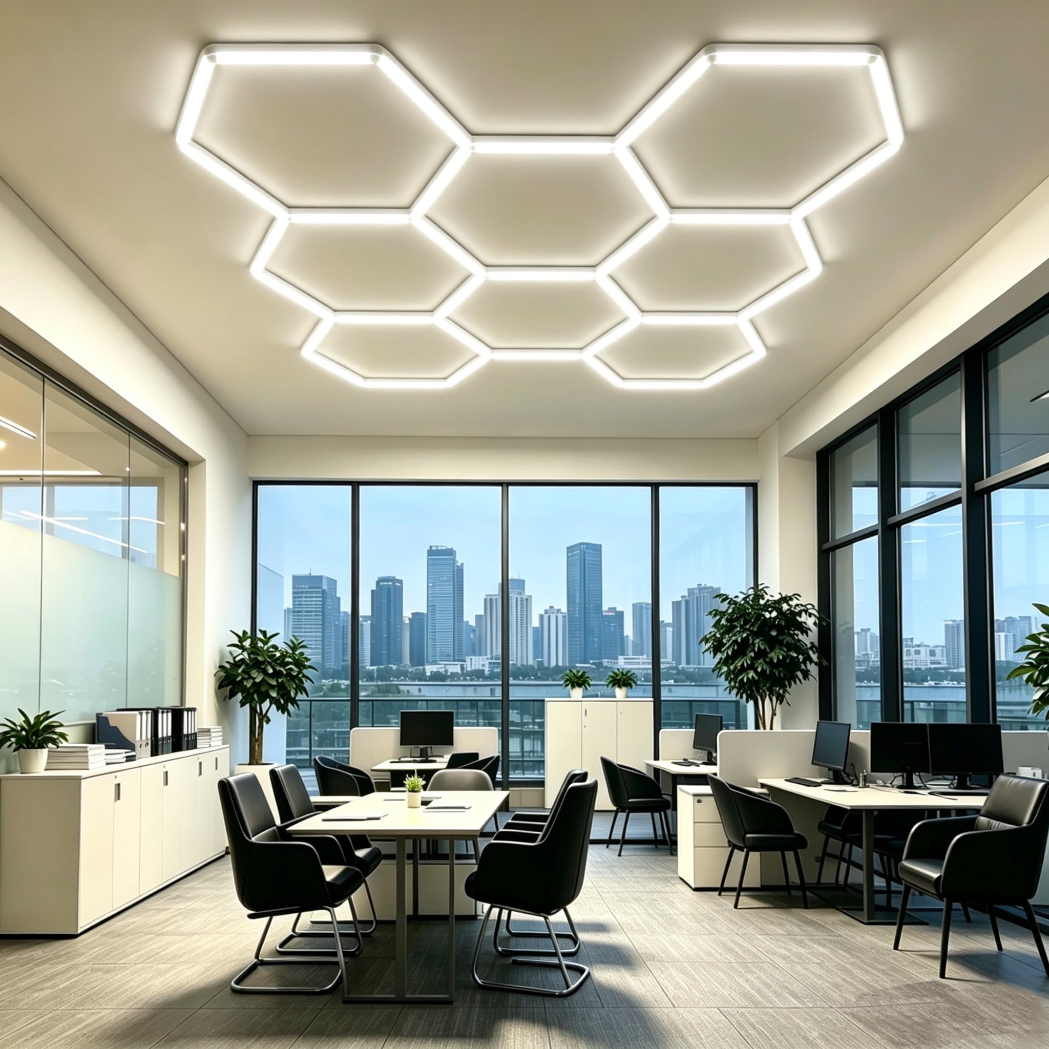 TYXQFKDM Hexagon Garage Light: Higher Brightness Lumens LED Honeycomb Ceiling Light, 520W 6500K,Lighting for Garage, Werkstatt, Lager, Autogarage (8-Hole)