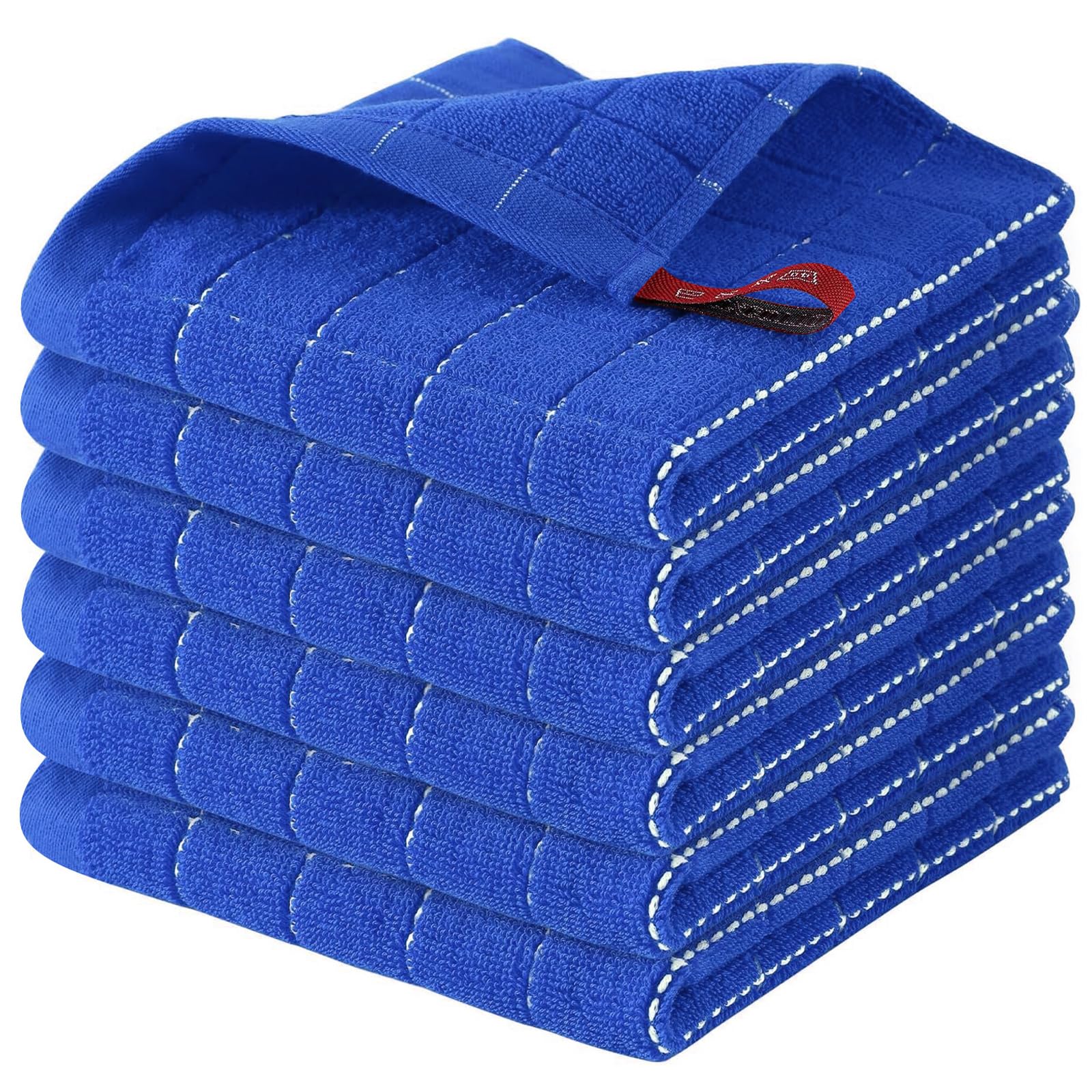 Homaxy 100% Cotton Terry Kitchen Dish Cloths, 6 Pack, Blueberry | Ultra Soft and Absorbent, Suitable for Drying and Washing Dishes
