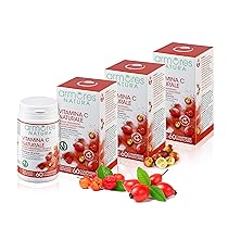 Armores Natura Integratori Alimentari, Vitamina C Naturale, Integratore a Base di Vitamina C da Acerola, Rosa Canina e Camu Camu, Aroma naturale Arancia, Vegano, 3 Pack con 60 Compresse Masticabili