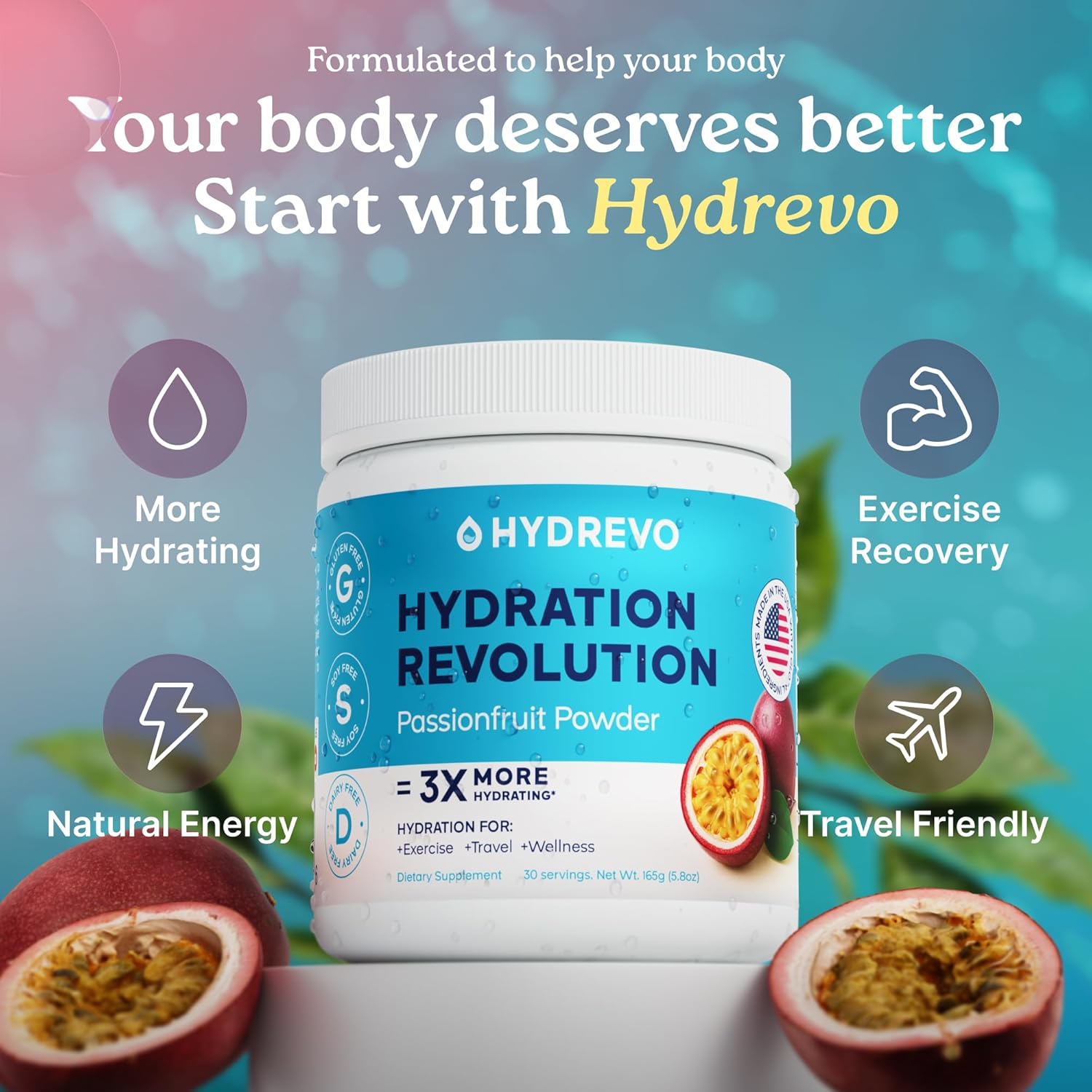 Electrolyte Powder with Amino Acids Drink Mix | Sugar Free, Passionfruit, 30 Servings | High Potassium, Magnesium | Keto Friendly, Non-GMO | Hydration Powder, Hydration Revolution - Image 4