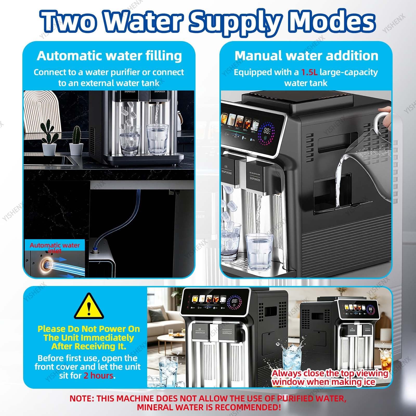 Máquina De Hielo 3 En 1, Máquina De Granizados Profesional, Alta Producción De 15 Kg/24 H, 5 Modos De Dispensación Leche, Miel, Café, Cola, Cócteles, Para Cafeterías(Gun-gray,Touch)