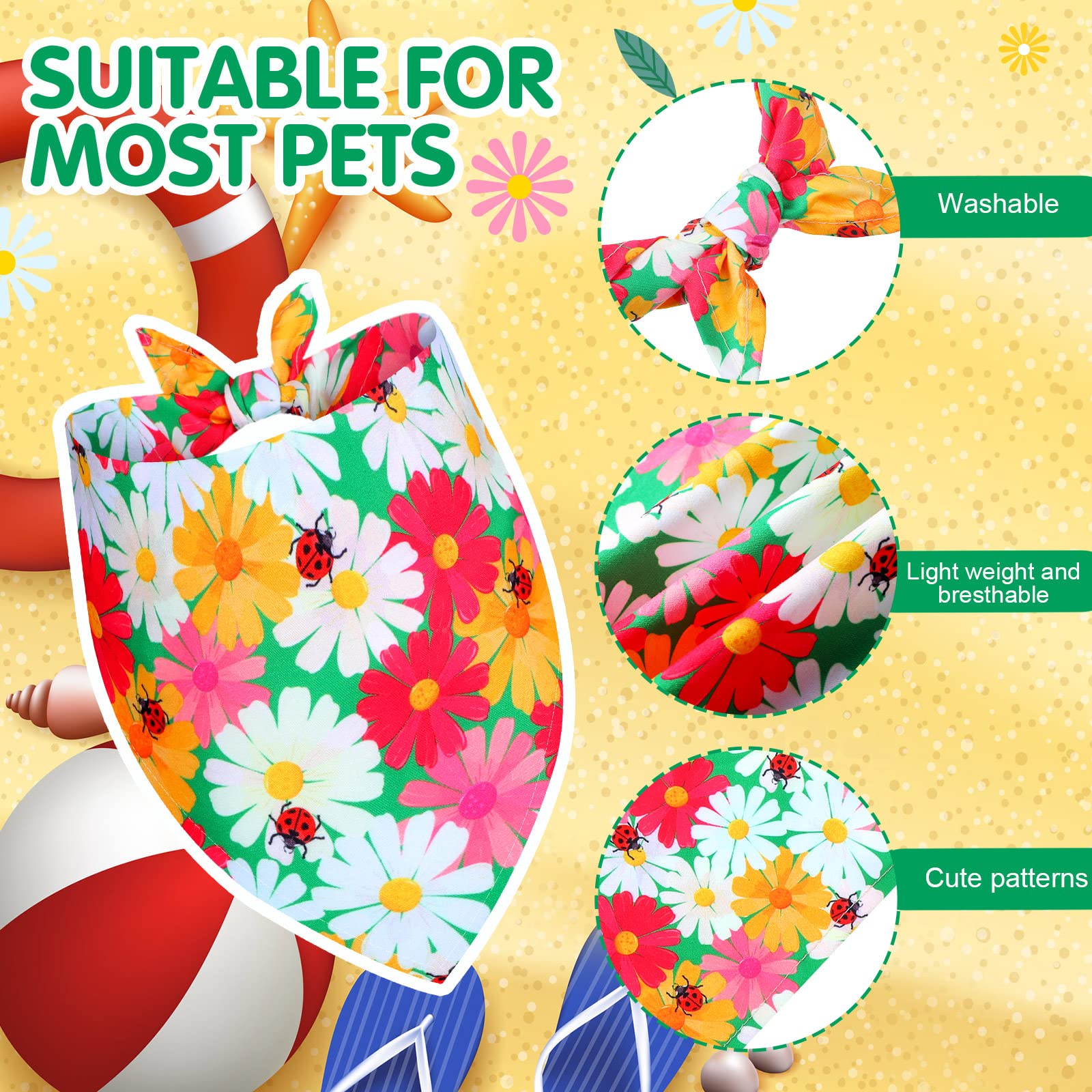 Eccliy Paquete de 30 bandanas de verano para perro, triangulares, suaves, de poliéster, para mascotas, lindos baberos con patrones de flores para tamaño pequeño, mediano y grande (flor, XL)