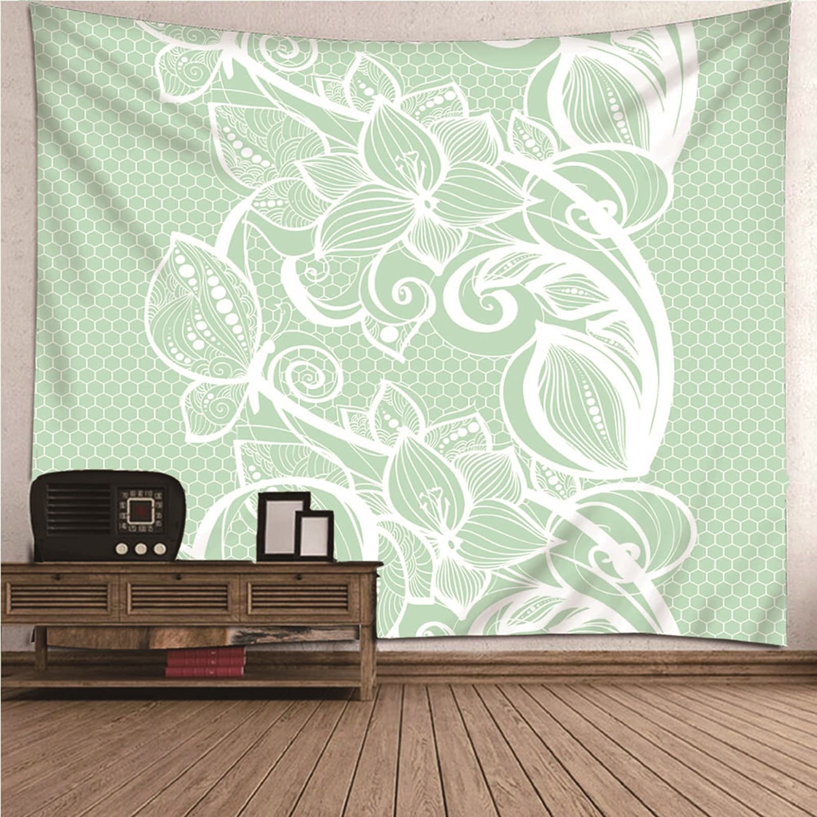 Aeici Tapiz De Tela, Tela Pared Decoracion Flor Hexagonal Tapiz Pared para Colgar Pared(260X240Cm)