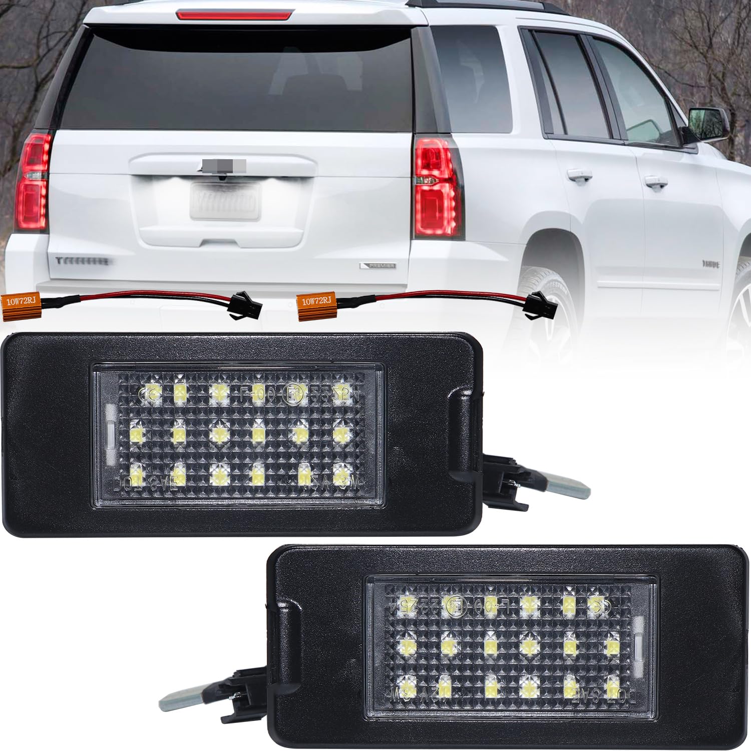 Gorromp LED License Plate Lights for 2015-2020 Chevy(Chevrolet) Tahoe Suburban Malibu Equinox 6000K White LED Rear Number Plates Light Lamps Assembly