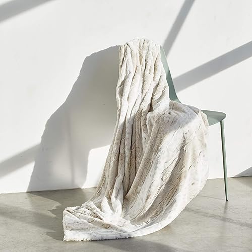 Miniatura 5 de Peri Home Manta de lujo de piel sintética de leopardo, manta de cama supersuave y esponjosa para dormitorio, 50 x 60 pulgadas, manta peluda cómoda,