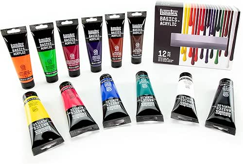 Liquitex BASICS Acrylic Paint Set, 12 x 118ml (4-oz) Tube