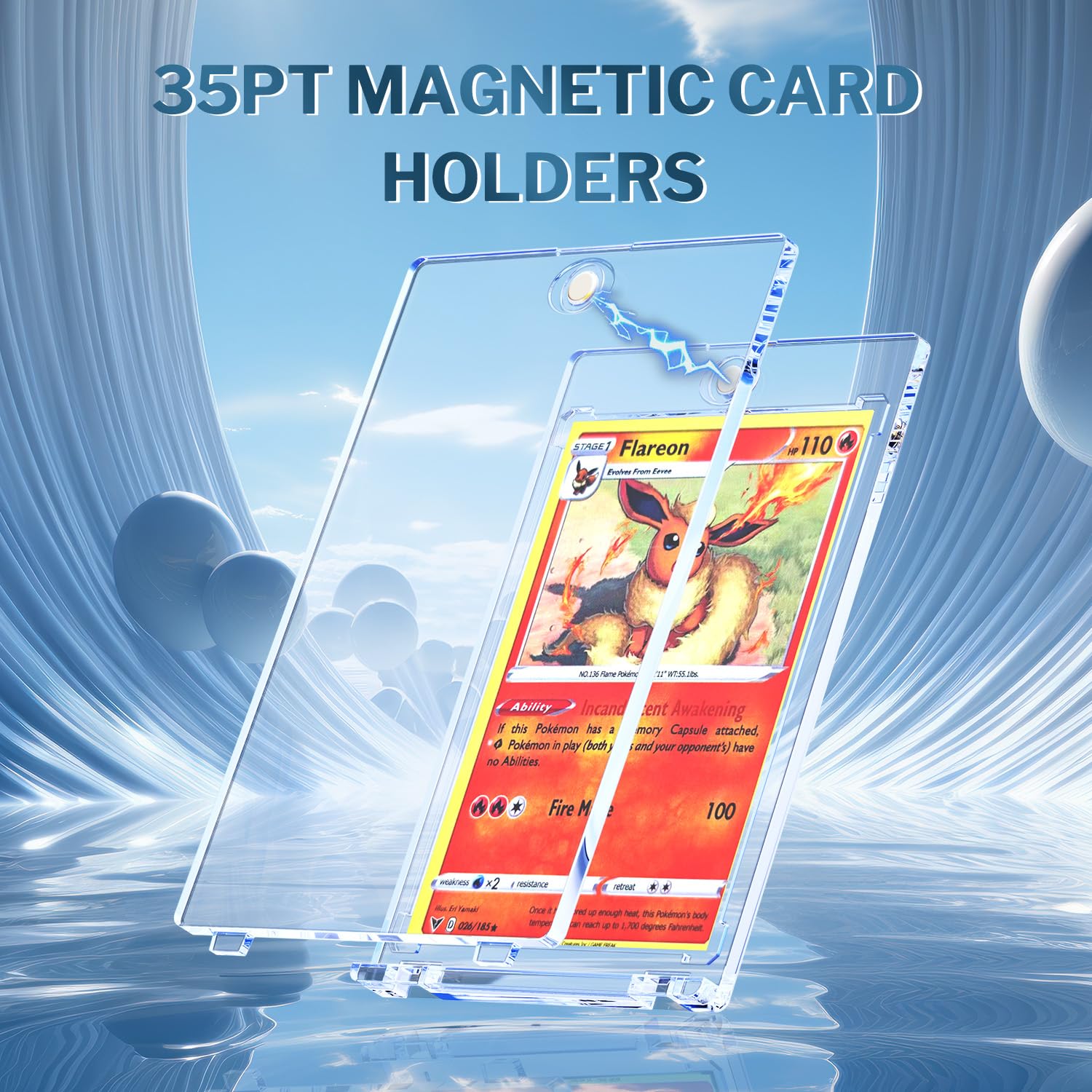 YHIJF 20-Pack Magnetic Card Holder, 35pt One Touch for Trading Cards, Baseball Card Holder, U-V Protectors Hard Plastic, for Sports, Game, MTG Cards