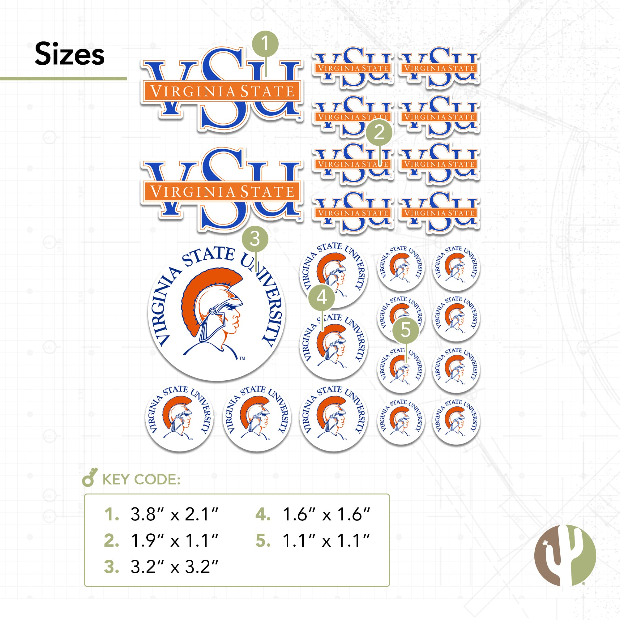 Virginia State University NCAA Sticker Decal Sheet - Vinyl Decals For Laptop, Water Bottle, Car