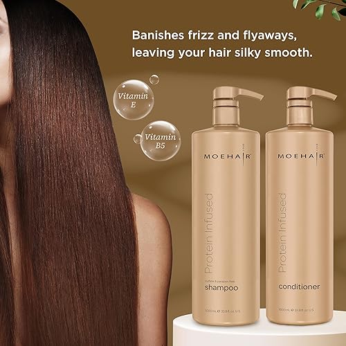 Miniatura 6 de MOEHAIR Champú y acondicionador espesante 2 en 1 con infusión de proteínas para cabello fino  Tratamiento capilar proteico para suavizar, nutrir,