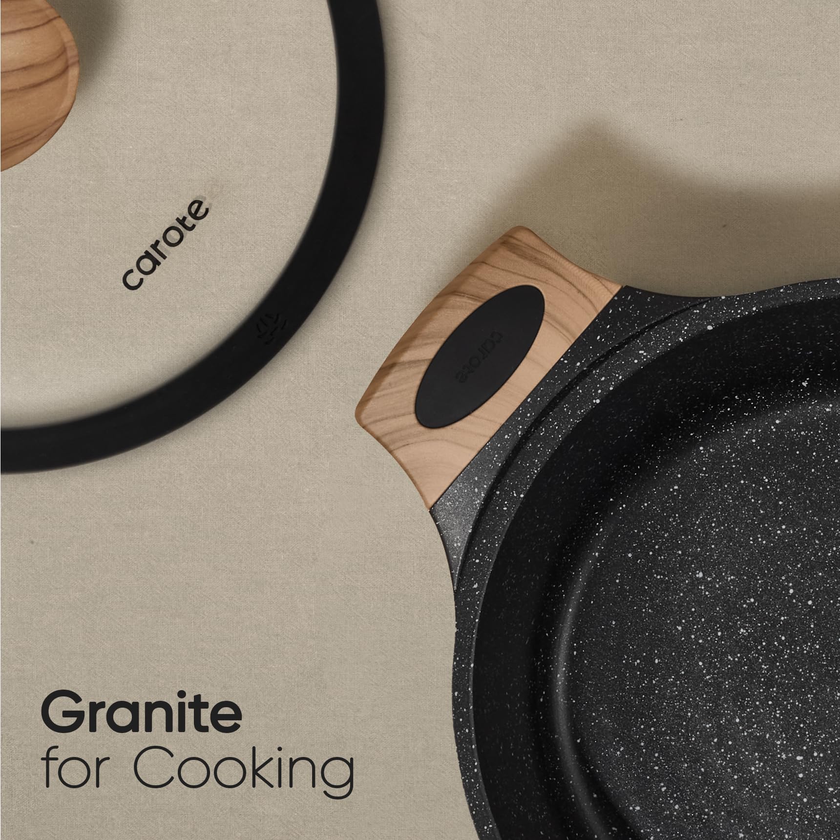 CAROTE 19PCS Pots and Pans Set, Nonstick Cookware Set, Kitchen Cooking Set Induction Non-toxic Granite Set view 7