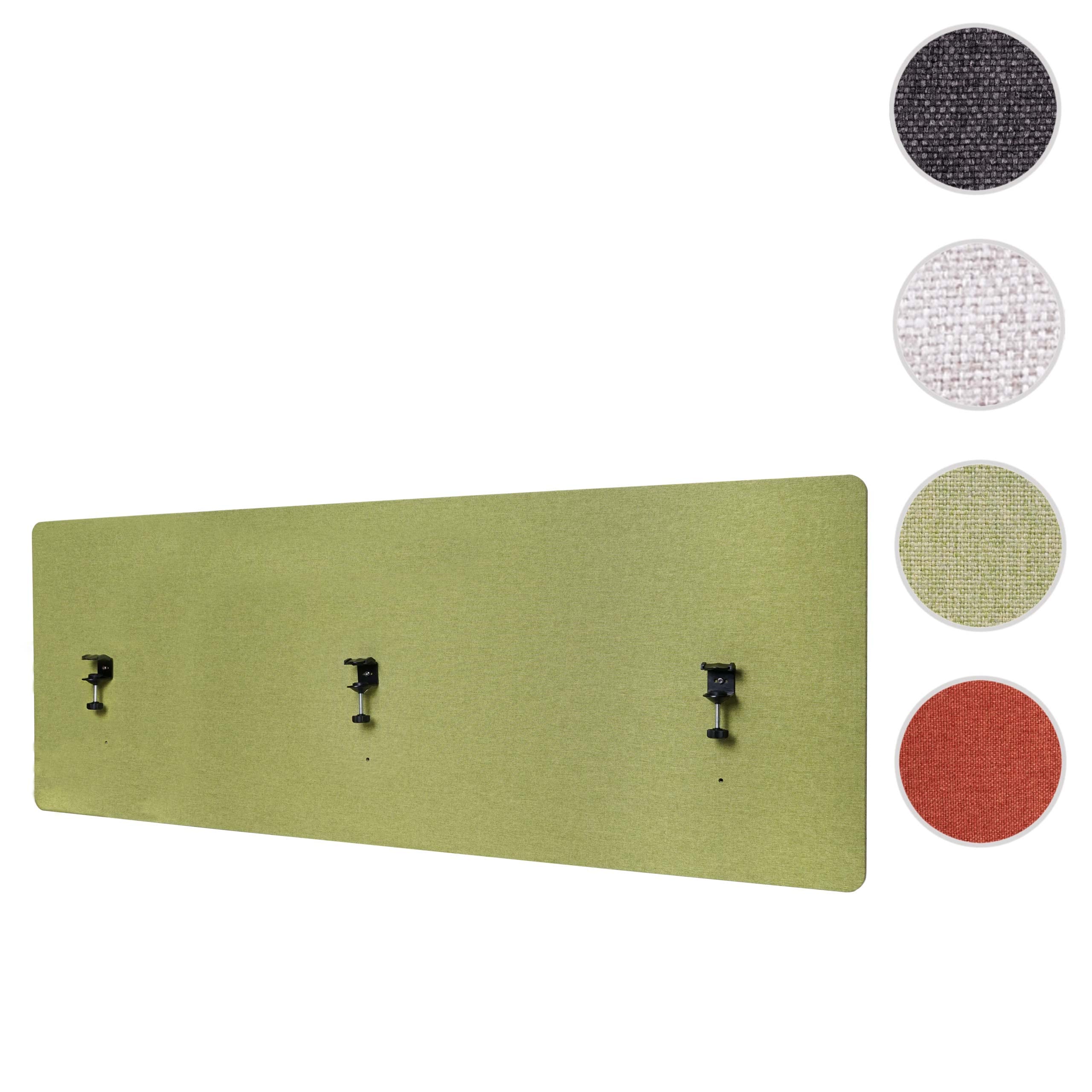Akustik-Tischtrennwand HWC-G75, Büro-Sichtschutz Schreibtisch Pinnwand, doppelwandig Stoff/Textil - 60x160cm grün