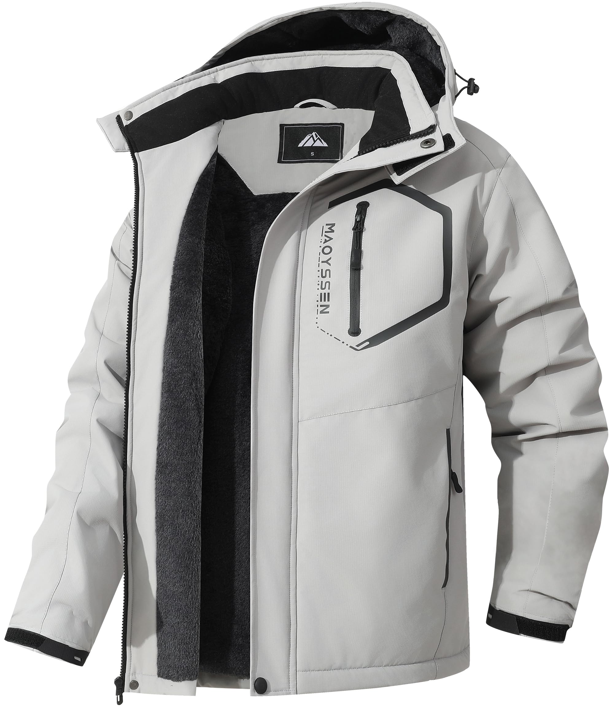Photo 1 of MAOYSSEN Men's Ski Jacket - Waterproof, Windproof, Warm Fleece Lined, Hooded