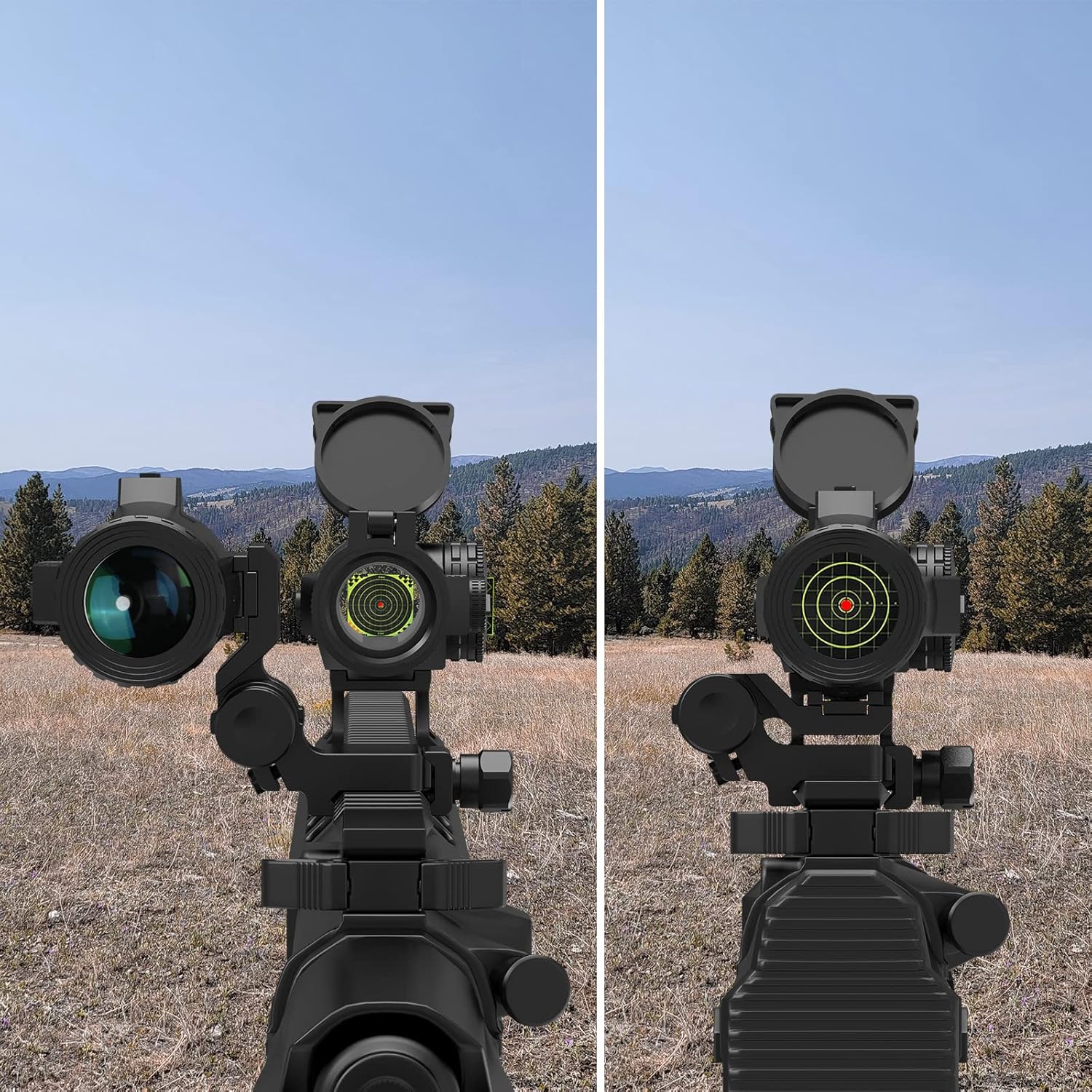 VOTATU M3X Red Dot Magnifier, 3X Red Dot Sight Magnifier Optics with Built-in Flip to Side Mount, 35 37 41 Height, Windage & Elevation Adjustable