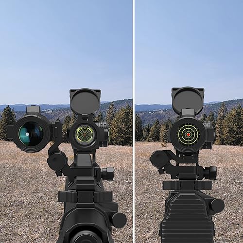 Miniatura 2 de VOTATU Lupa de punto rojo M3X, óptica de lupa de punto rojo 3X con montaje abatible a lateral, altura 35, 37, 41, viento y elevación ajustable
