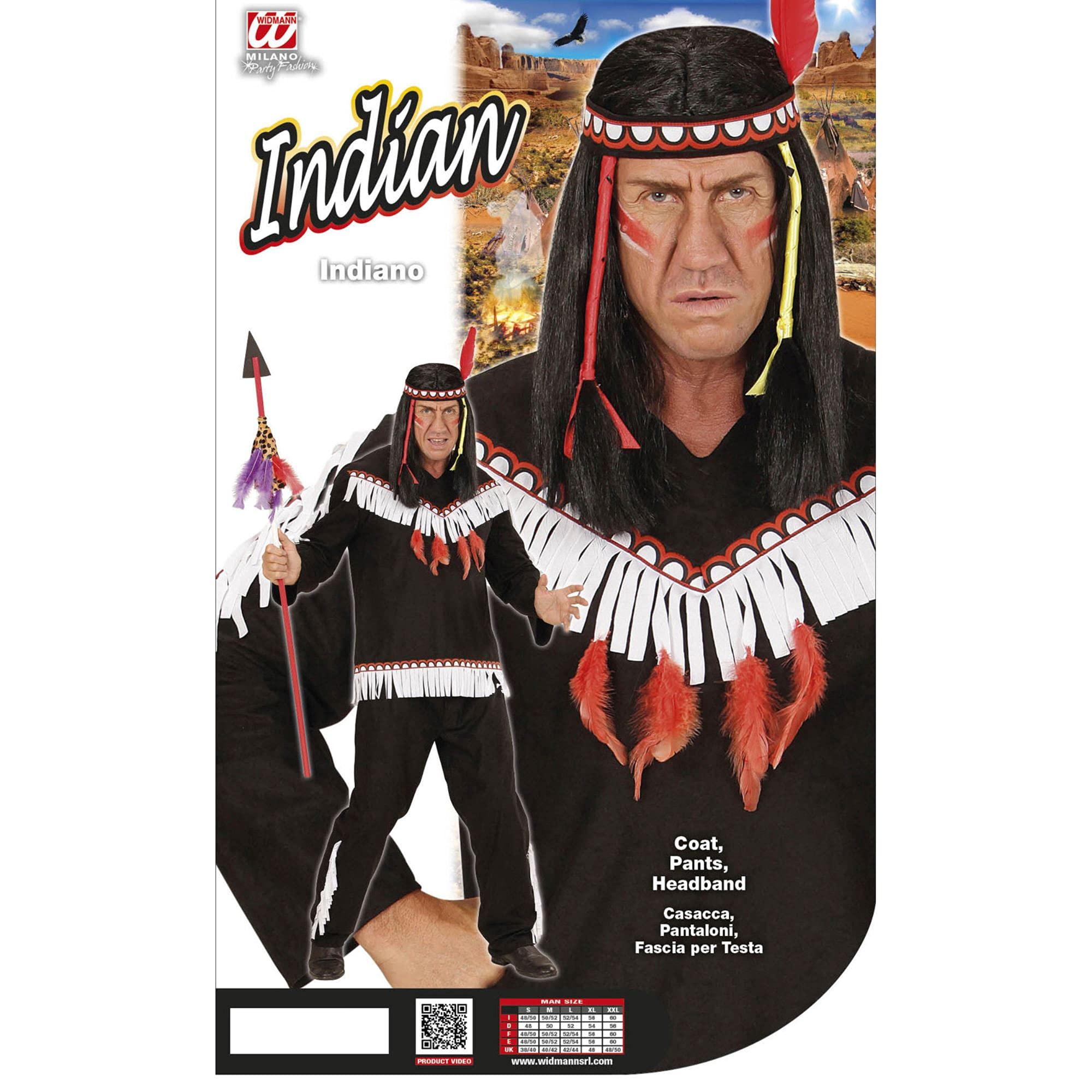 Widmann - Kostüm Indianer, Kasack, Hose und Stirnband, Wilder Westen, Karneval, Mottoparty