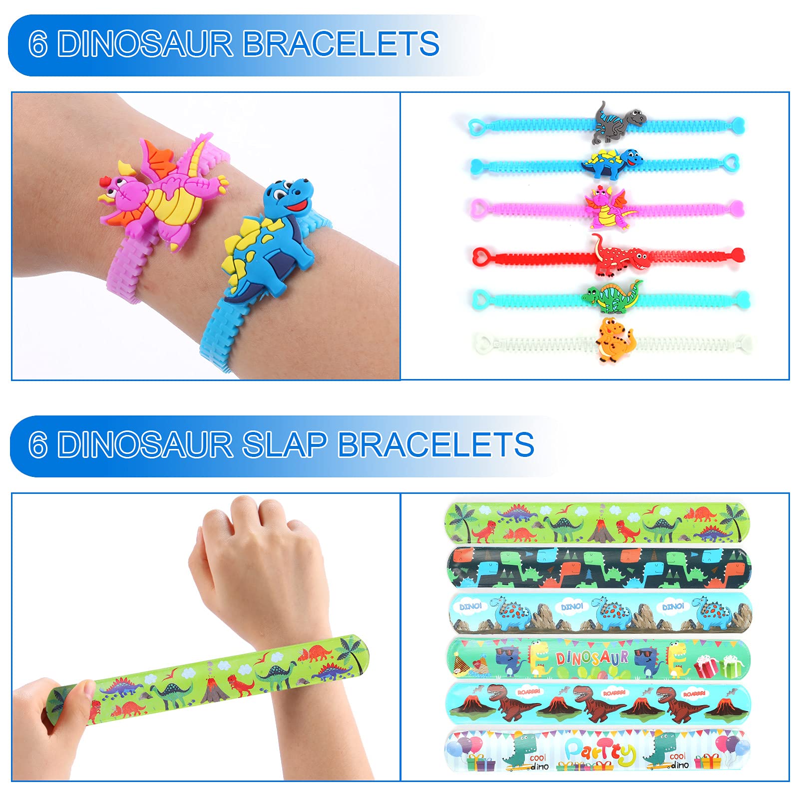 122-teiliges Dino-Party-Set – Tütenfüller Für Kindergeburtstag Mit Figuren, Armbändern, Aufklebern & Mehr – Dinosaurier-Themenparty