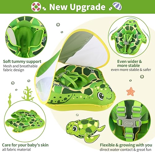 Miniatura 3 de Flotador de piscina para bebé con toldo ajustable UPF50+ Flotador de natación para bebés para bebés