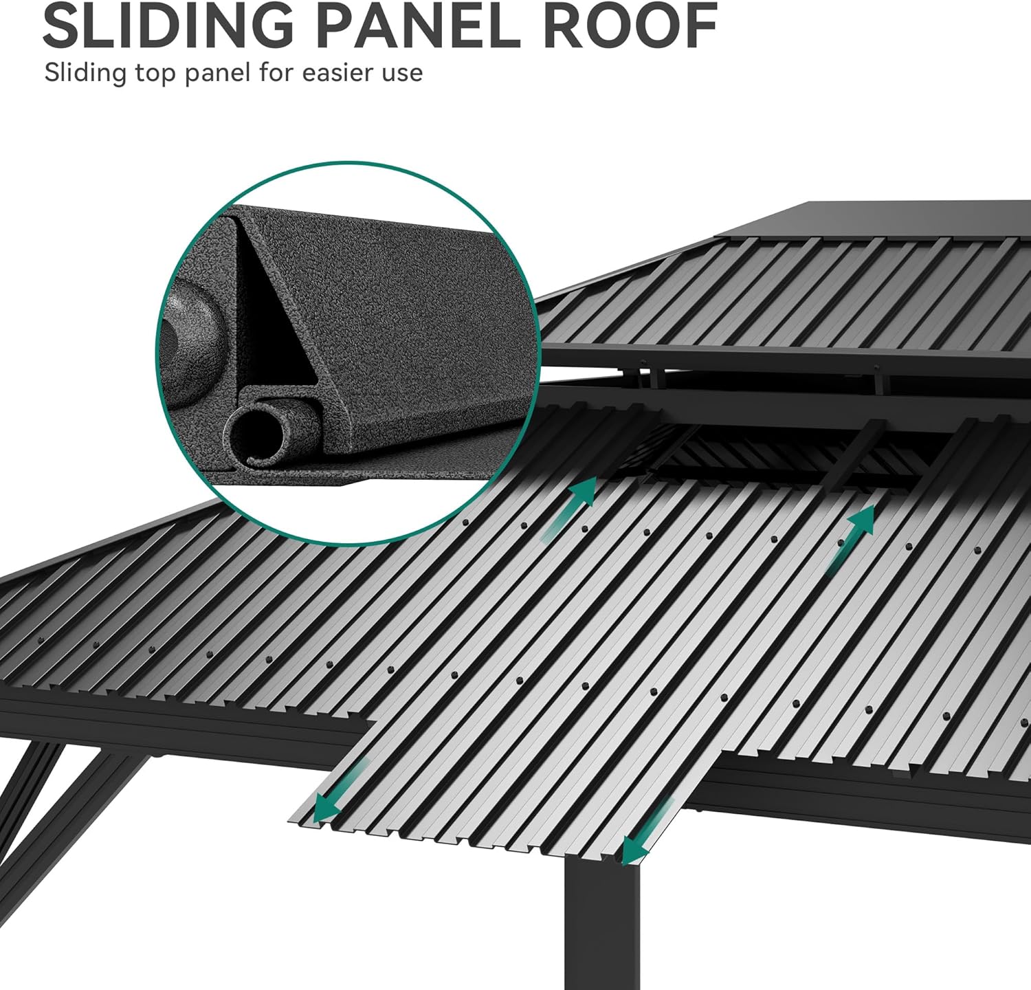 YITAHOME 12x14ft Hardtop Gazebo with Nettings and Curtains, Heavy Duty Double Roof Galvanized Steel Outdoor Double Roof for Patio, Backyard, Deck, Lawns, Gray