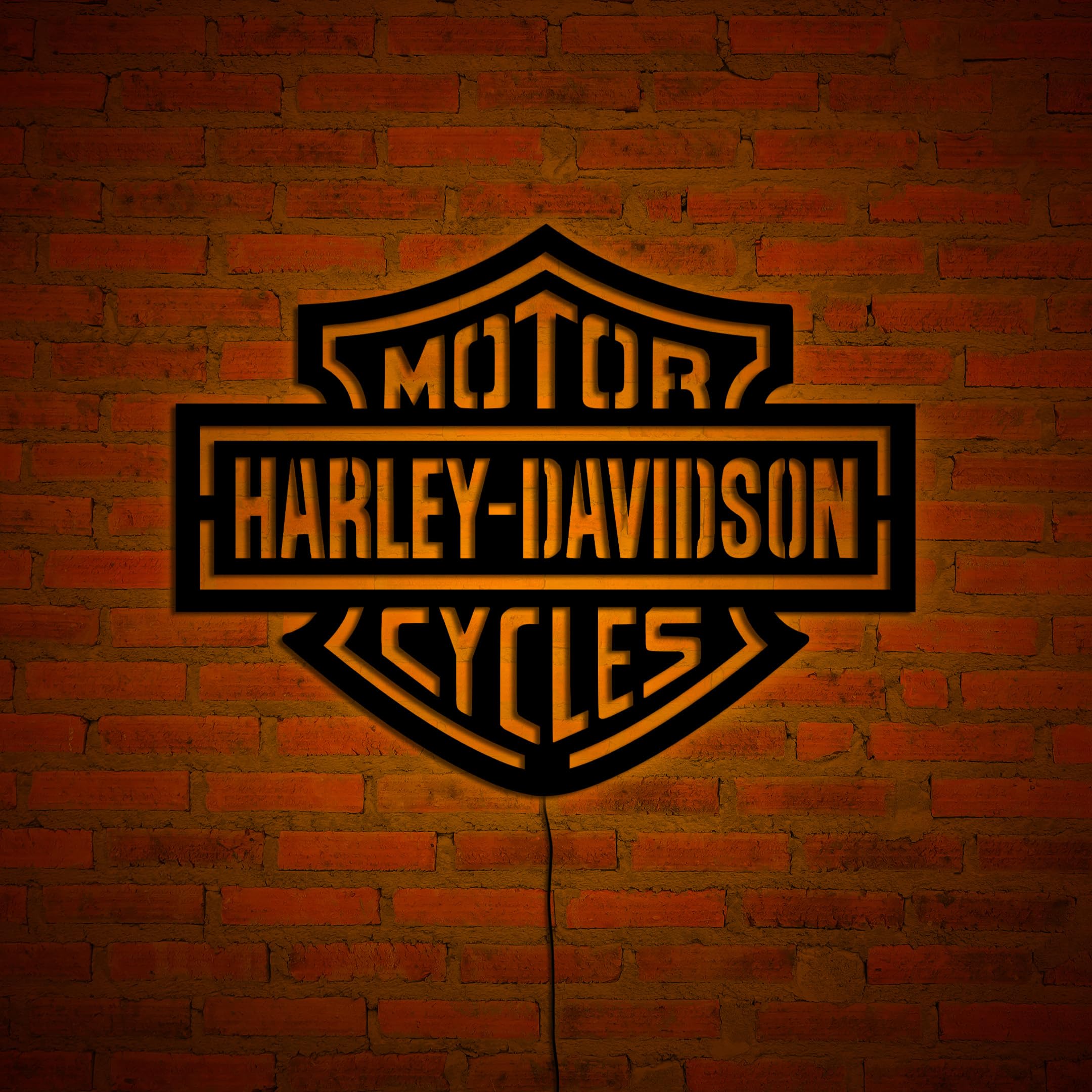 Harley Davidson LED Wall Sign - Garage Wall Light Decor- Harley Davidson Motorcycle Logo - Illuminated Garage Decor - LED Neon Sign - 16 RGB Color Lighting