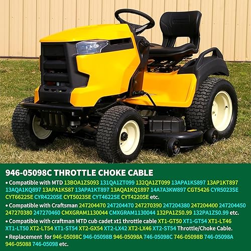 Miniatura 6 de Cable de estrangulador de acelerador, cable de acelerador compatible con Craftsman MTD XT1 XT2 GT54 ST54 LX42 LX46 Reemplazo 946-05098B 946-05098A