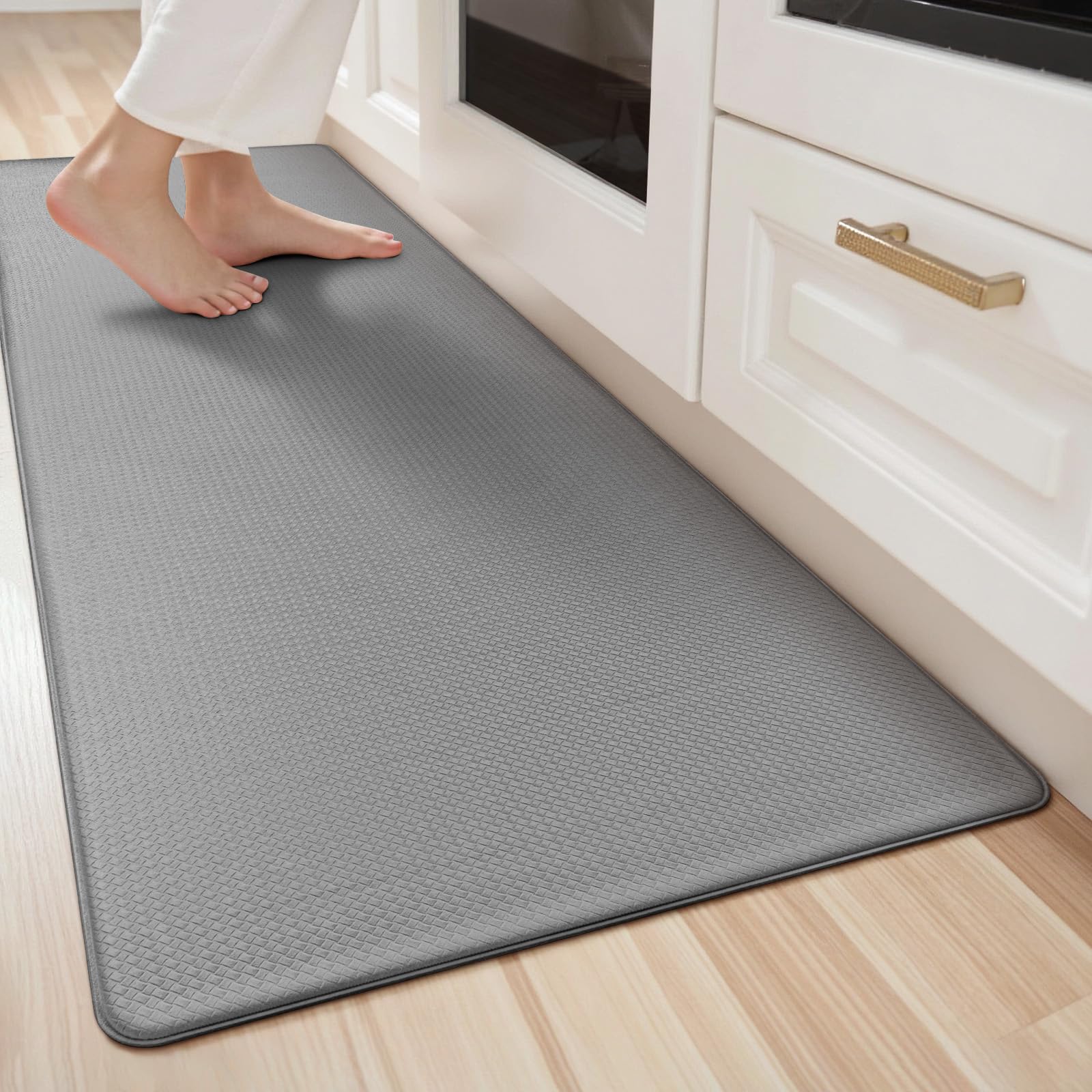 LEKEEPGO Kitchen Mats Non Slip Washable 60x180cm, Kitchen Runner Rug, Grey