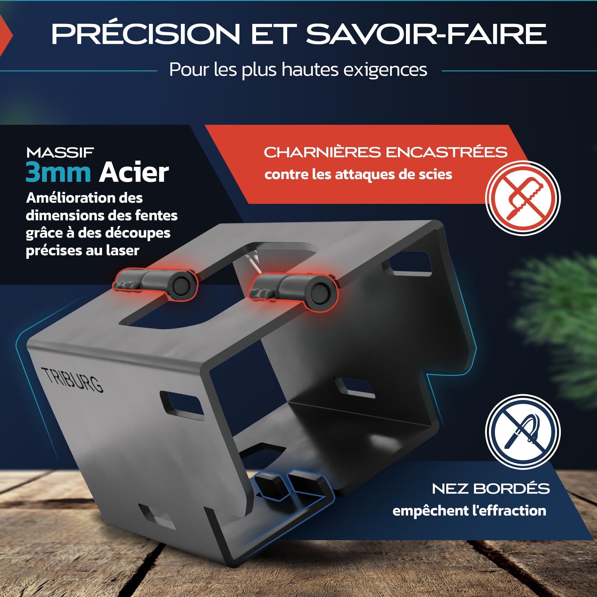 TRIBURG Antivol de remorque avec Serrure Ronde + Capuchon de Protection AHK Gratuit – Sécurité Robuste pour remorque attelée et découpée – Serrure de Timon [galvanisé, revêtu par pulvérisation]