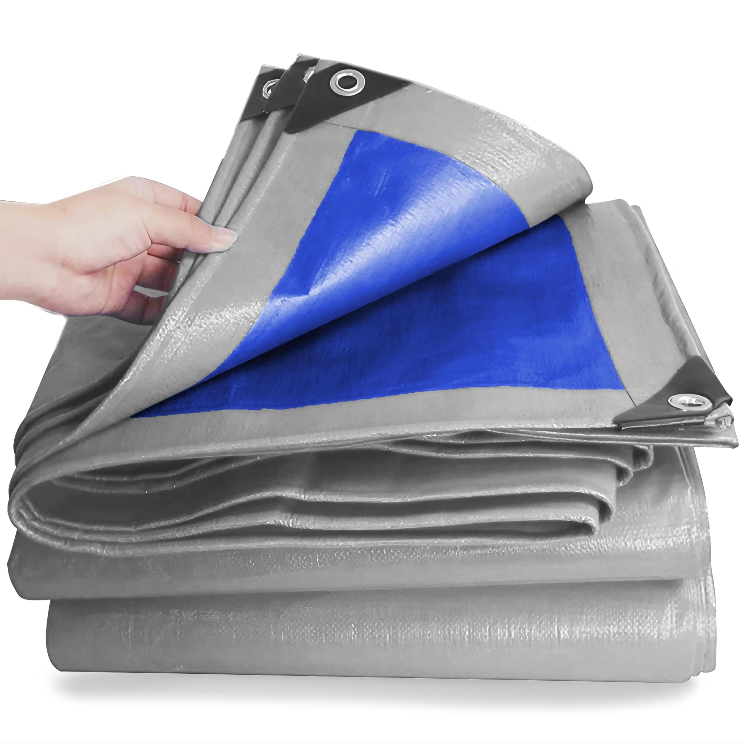 ESTO Telo Impermeabile Esterno, Telone Occhiellato 245g/mq Telo Protettivo Multiuso Antistrappo per Auto, Barche, Piscina, Giardino (3x4 Metri)