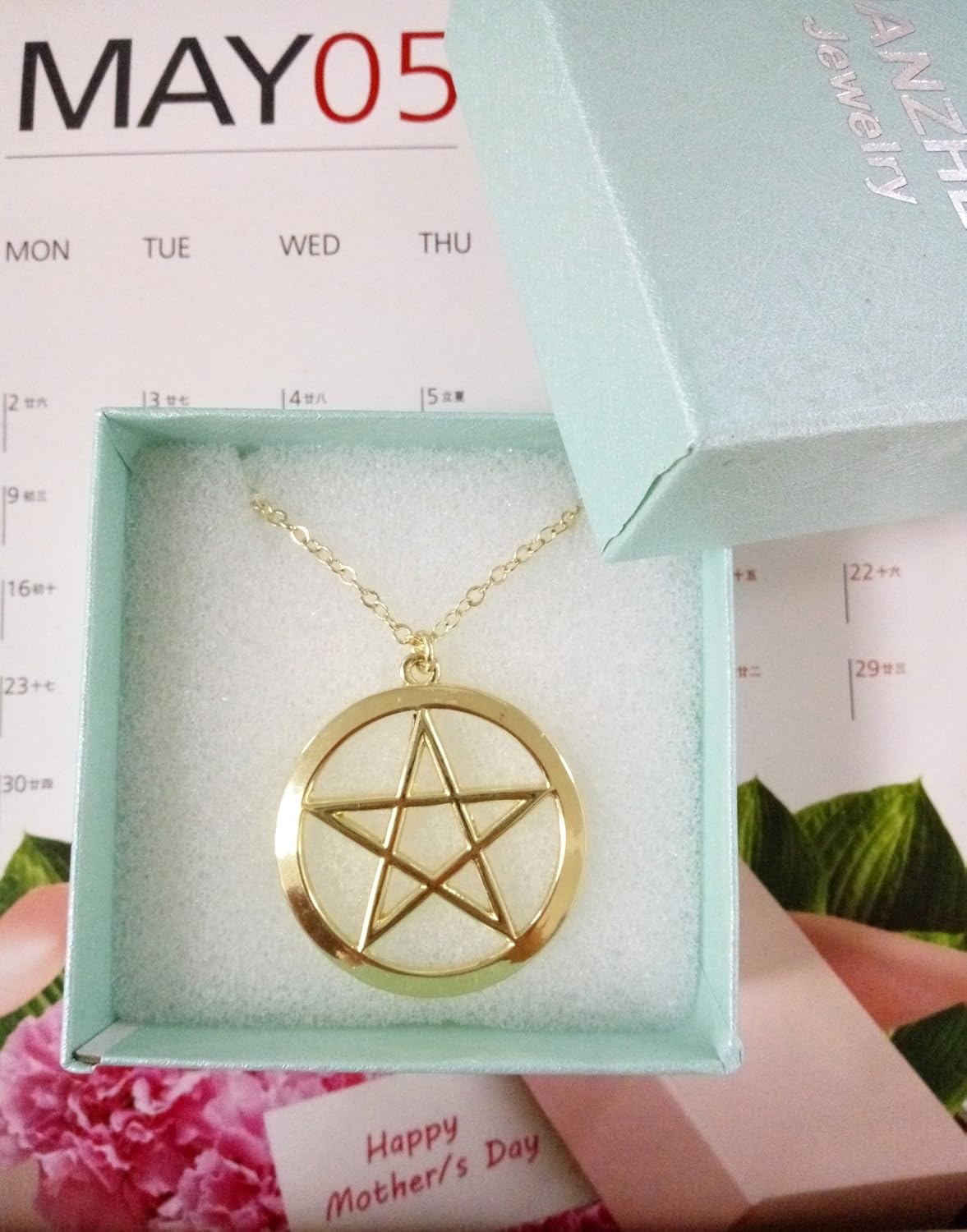 Gold Silver Supernatural Star Pentagram Pentacle Pendant Necklace Wicca Pagan Jewelry - Image 6