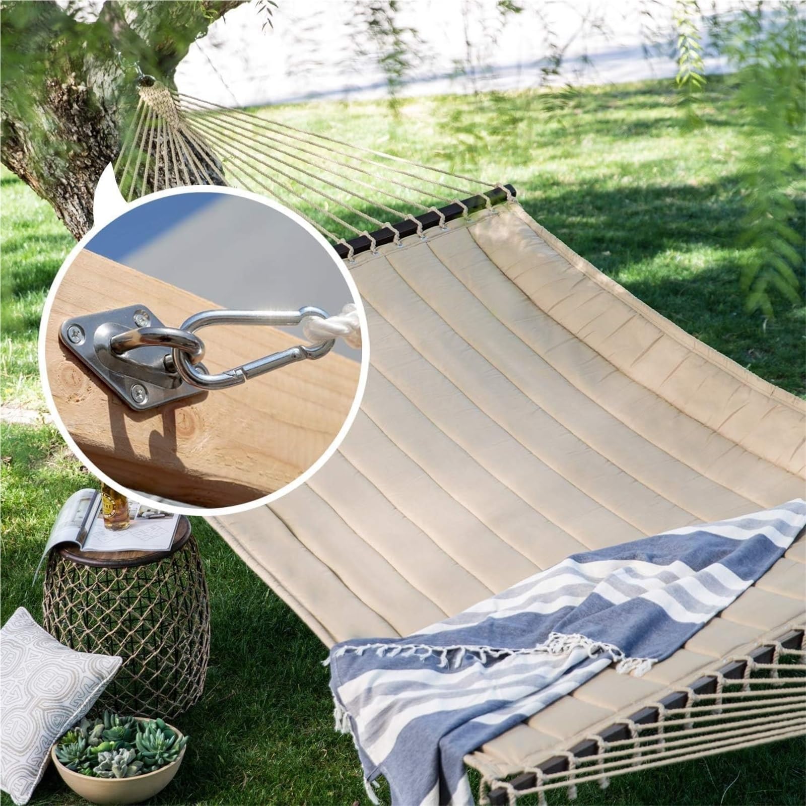 2 juegos de Kit colgante de hamaca de alta resistencia, gancho de techo de pared for árbol, cuerda for columpio, hamaca, silla, Kit de Hardware de Yoga, ganchos colgantes(M8)