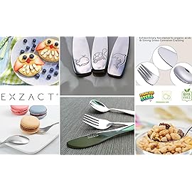 Exzact Children Flatware 6pcs, Stainless Steel Kids Silverware Toddler, Dishwasher Safe, BPA Free, 24M+, Engraved Ocean Creatures Dolphin, Turtle, Whale