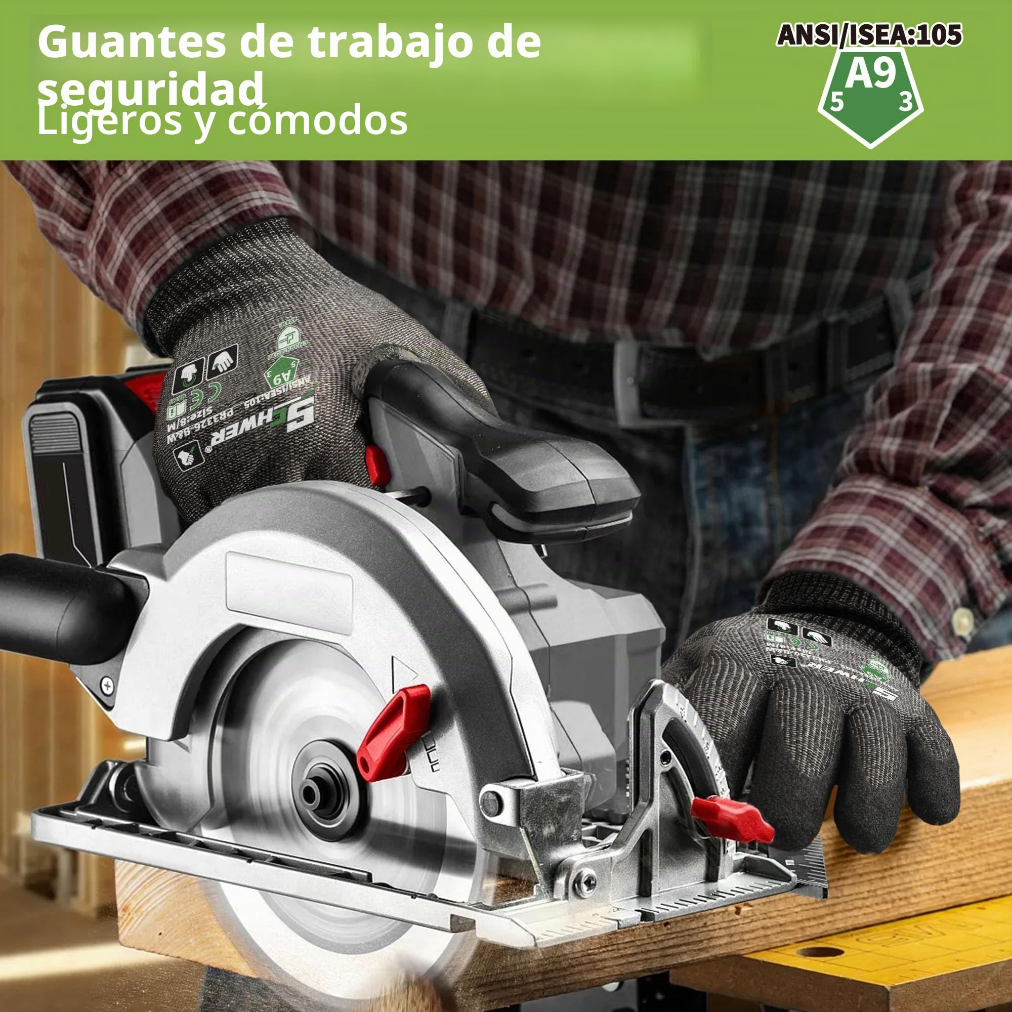 Schwer guantes anticorte de (LEVEL A9/F), duraderos, pueden utilizarse como guantes de trabajo, adecuados para reparación de automóviles, fabricación de vidrio, grabado y otros usos(negro, L)