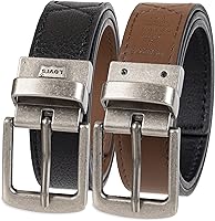 Vista 7 de Levi's Cinturón para niños grandes, cinturón reversible dos en uno informal apto para la escuela Negro/Marrón Bisel