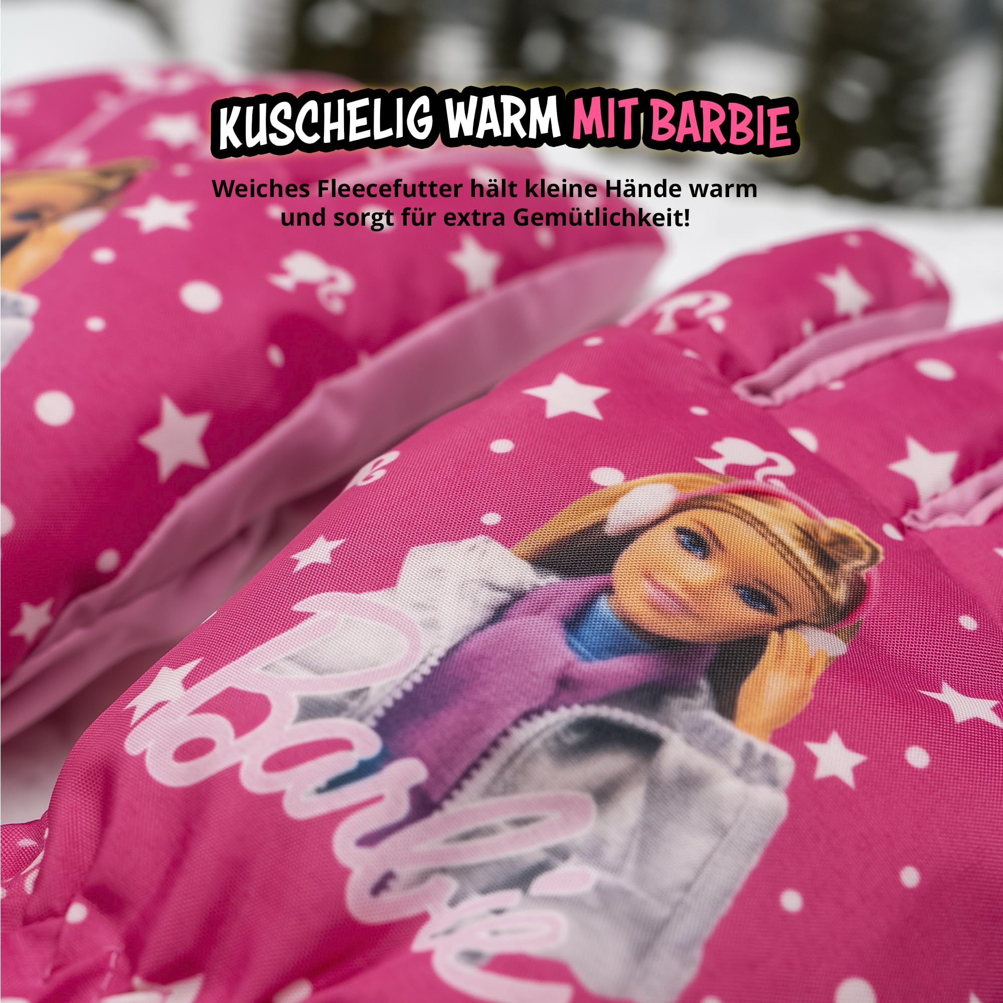 United Labels Barbie - Guantes de esquí infantiles para niña, guantes de invierno impermeables y resistentes al viento, guantes de nieve, guantes cálidos para snowboard y esquí rosa